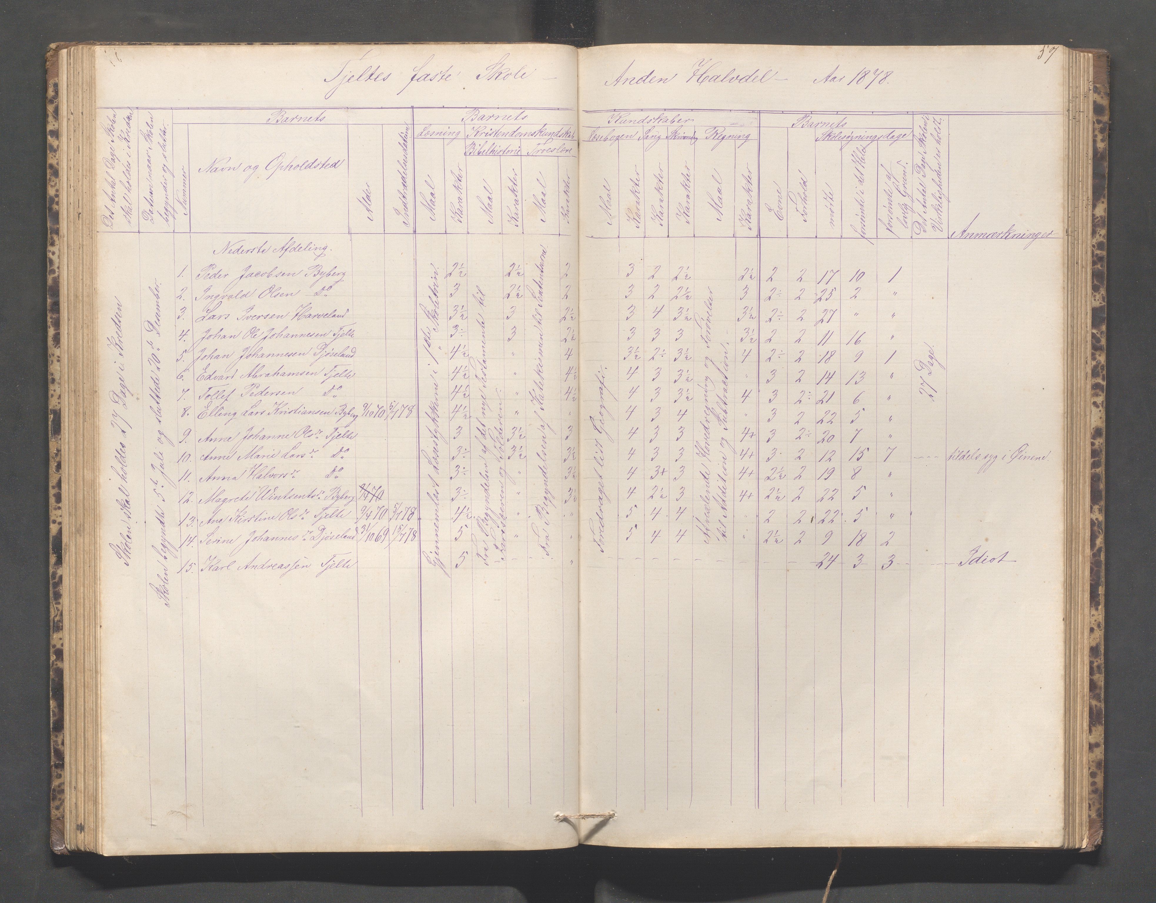 Håland kommune - Håland skole, IKAR/K-102441/H, 1866-1879, p. 56b-57a