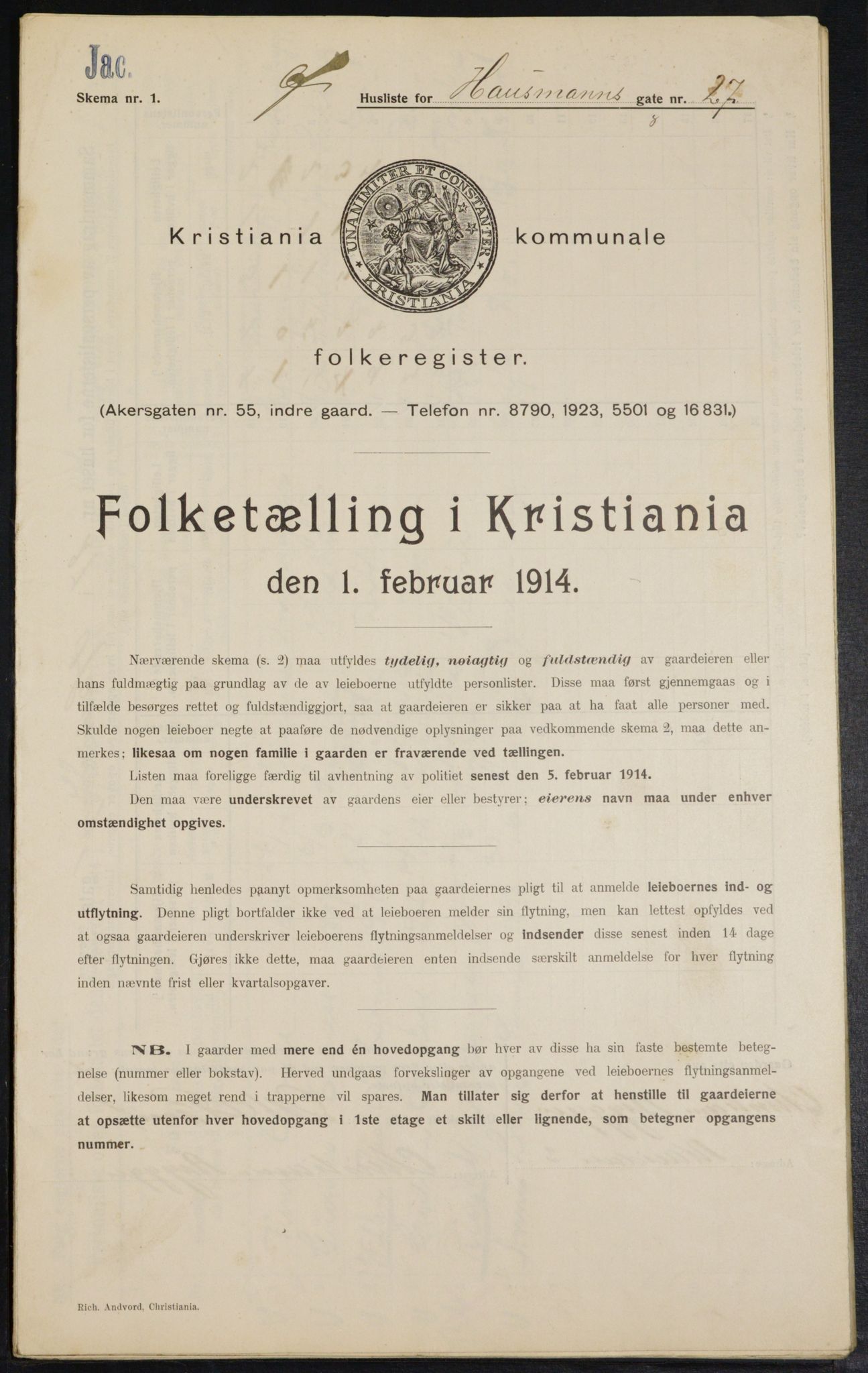 OBA, Municipal Census 1914 for Kristiania, 1914, p. 35256