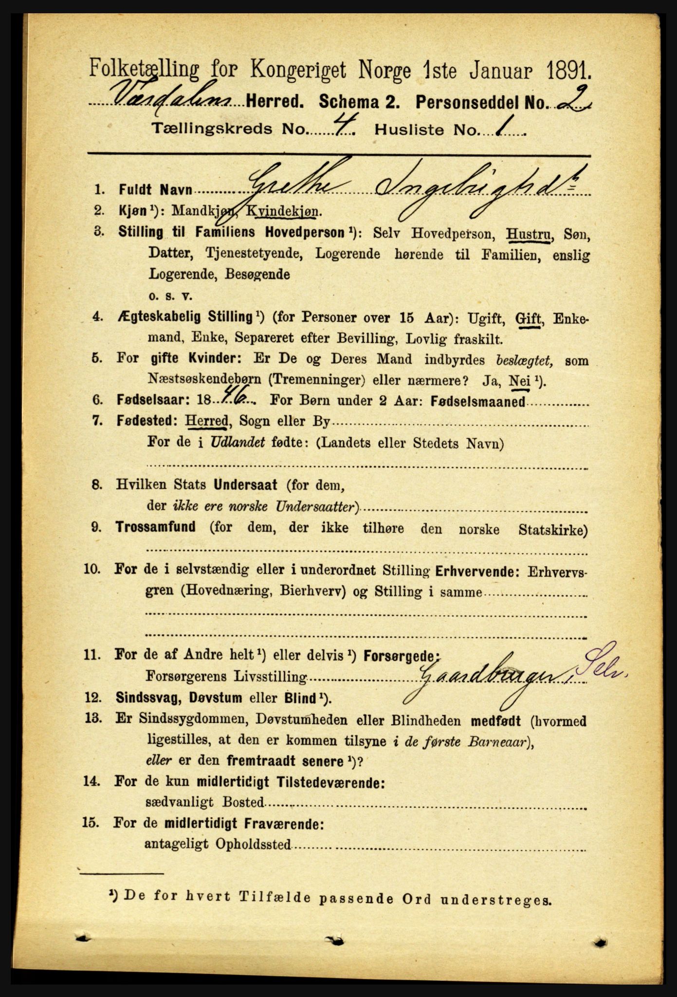 RA, 1891 census for 1721 Verdal, 1891, p. 2479