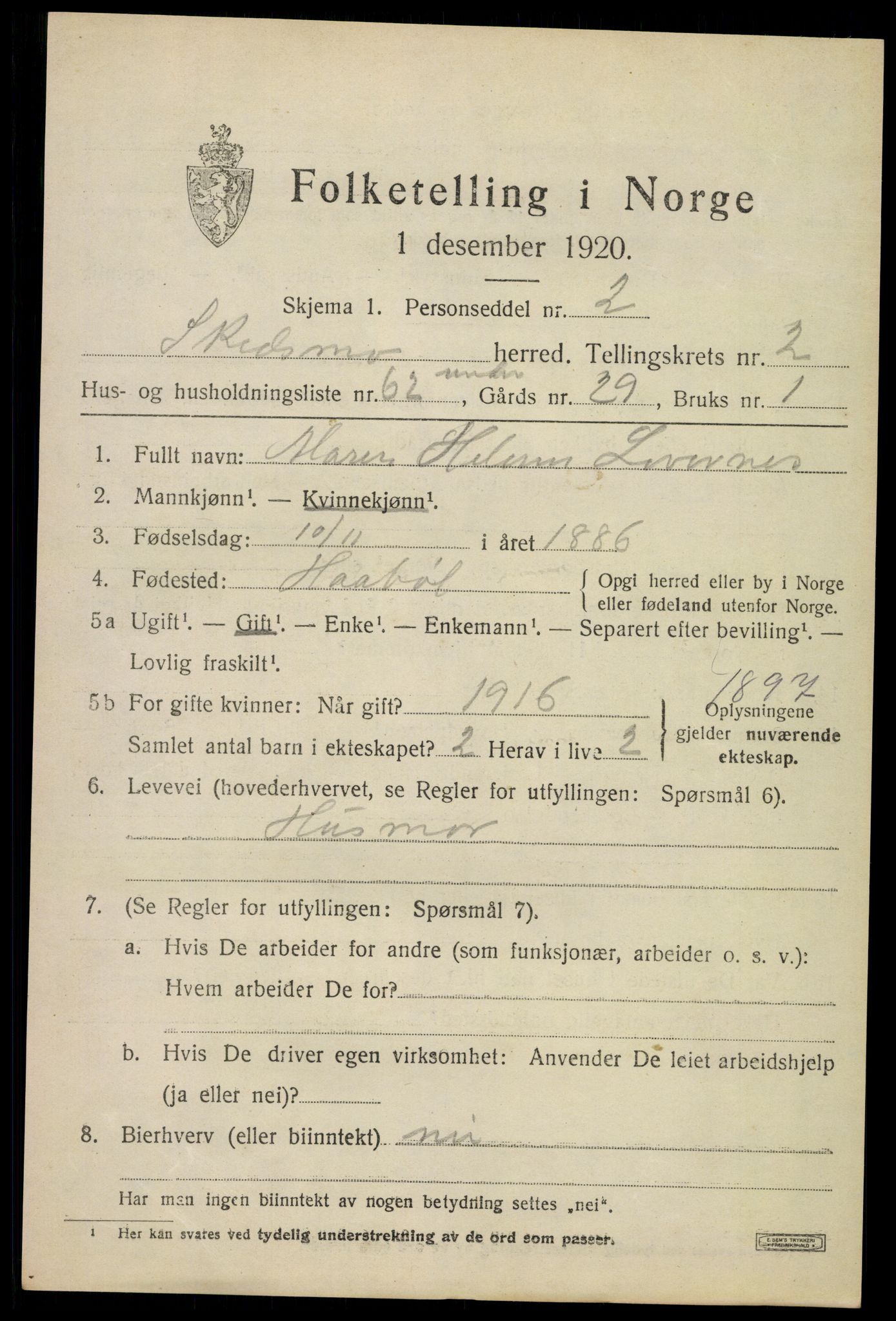 SAO, 1920 census for Skedsmo, 1920, p. 3401