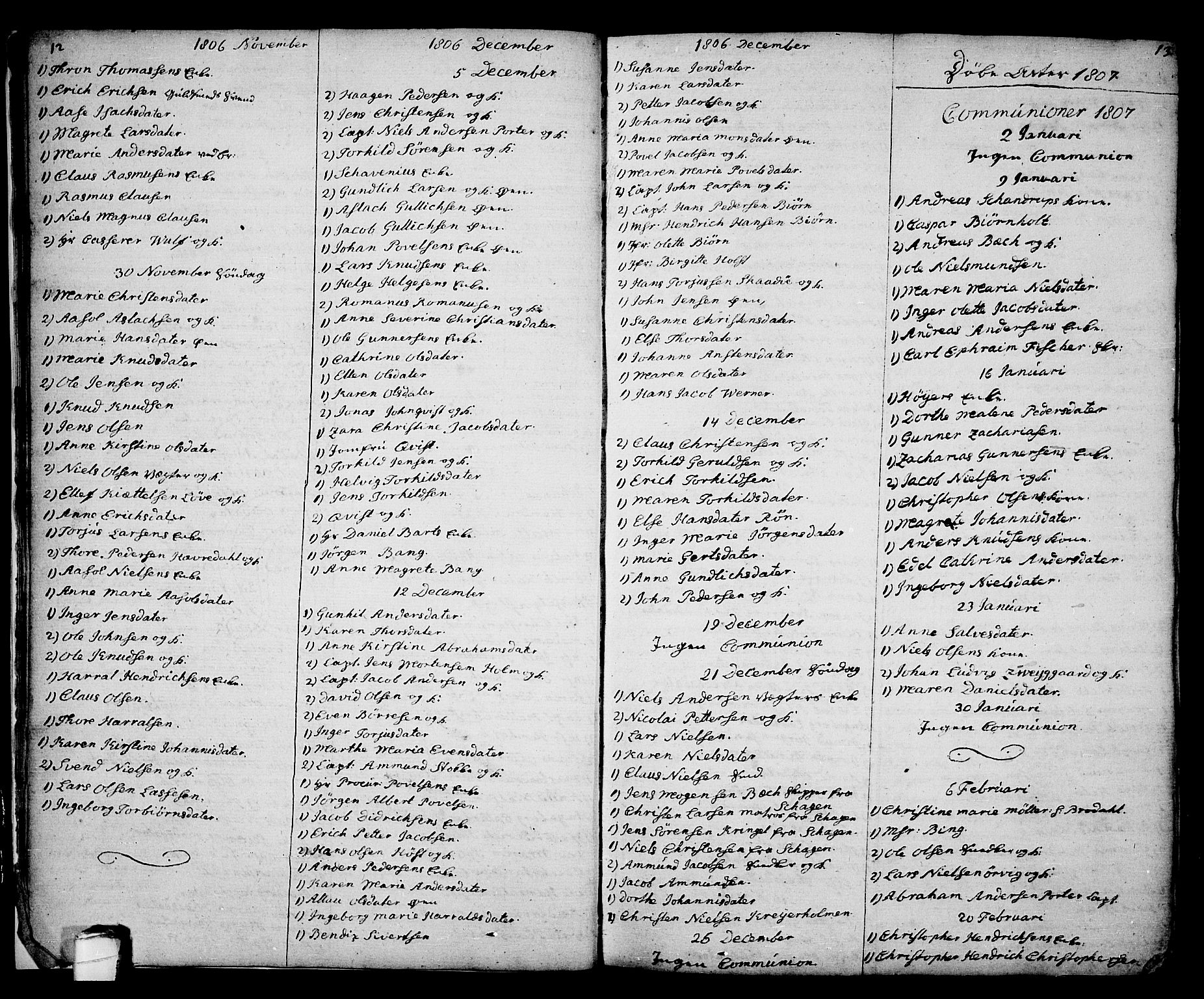 Kragerø kirkebøker, SAKO/A-278/G/Ga/L0001: Parish register (copy) no. 1 /1, 1806-1811, p. 12-13