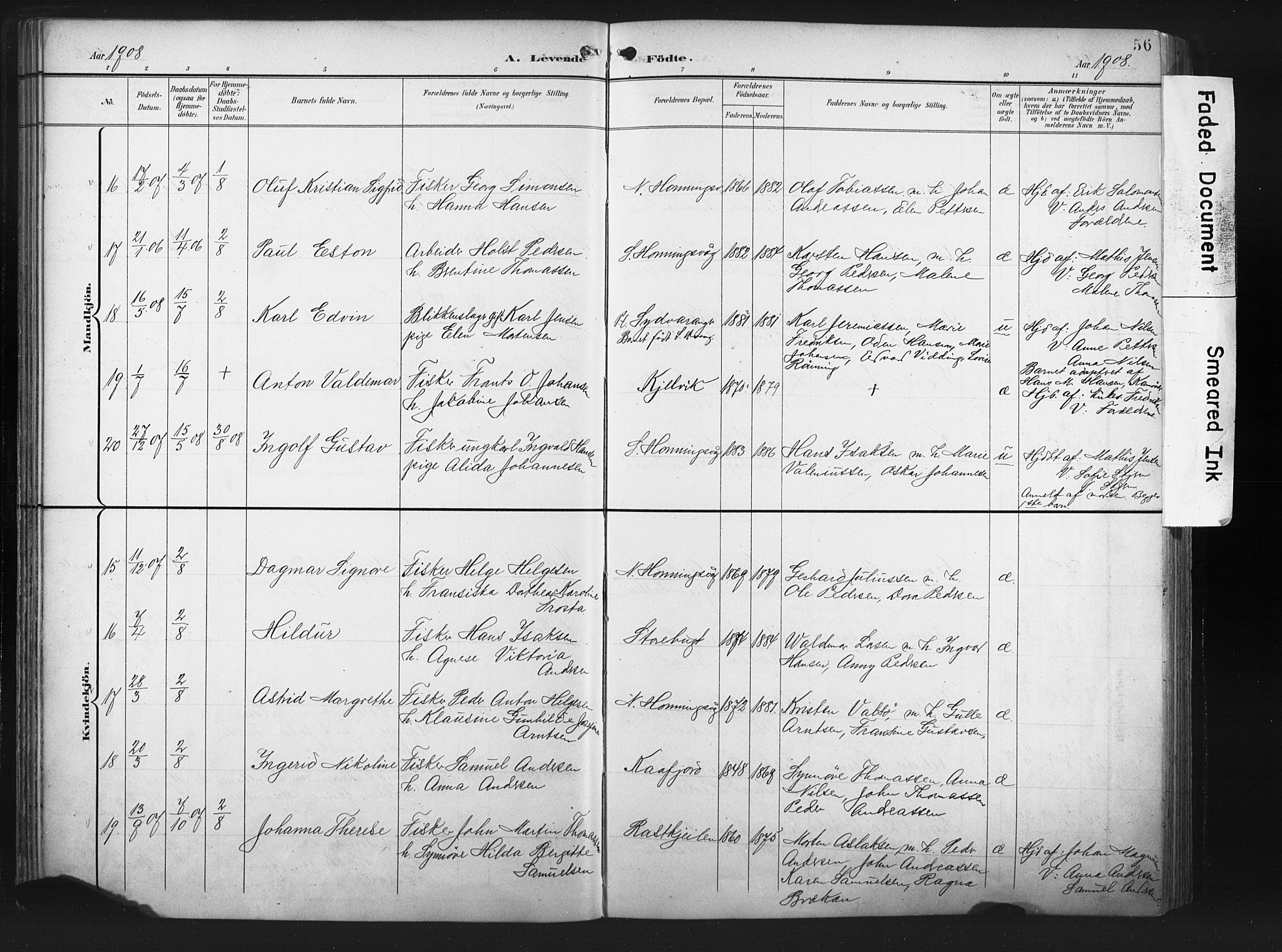 Måsøy sokneprestkontor, AV/SATØ-S-1348/H/Ha/L0008kirke: Parish register (official) no. 8, 1900-1910, p. 56