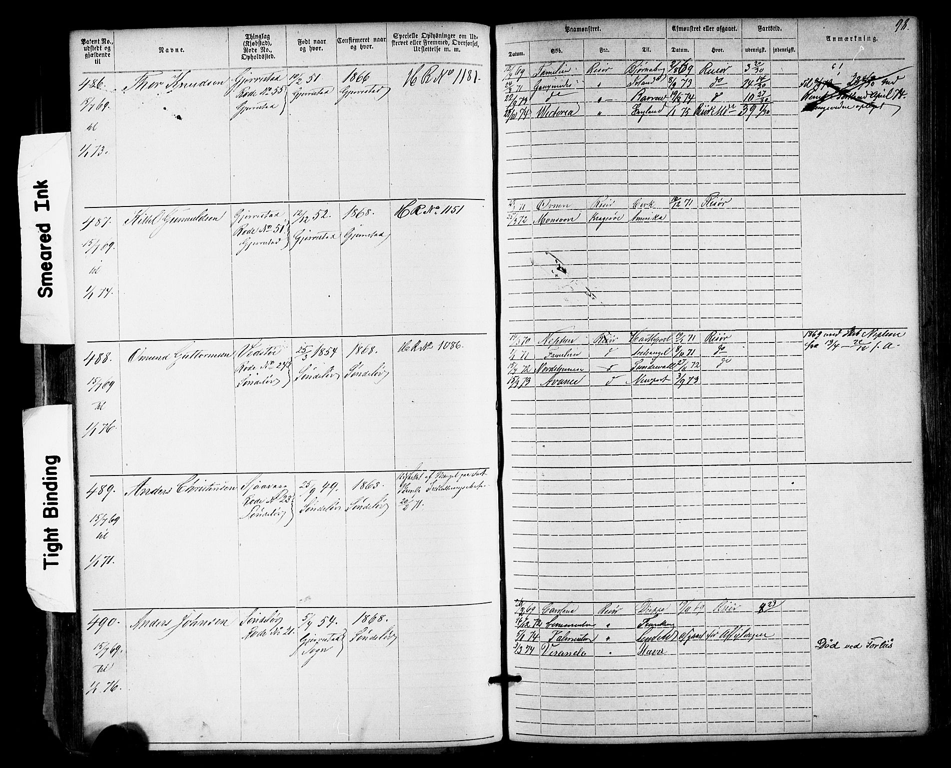 Risør mønstringskrets, AV/SAK-2031-0010/F/Fa/L0003: Annotasjonsrulle nr 1-1913 med register, T-7, 1863-1899, p. 34