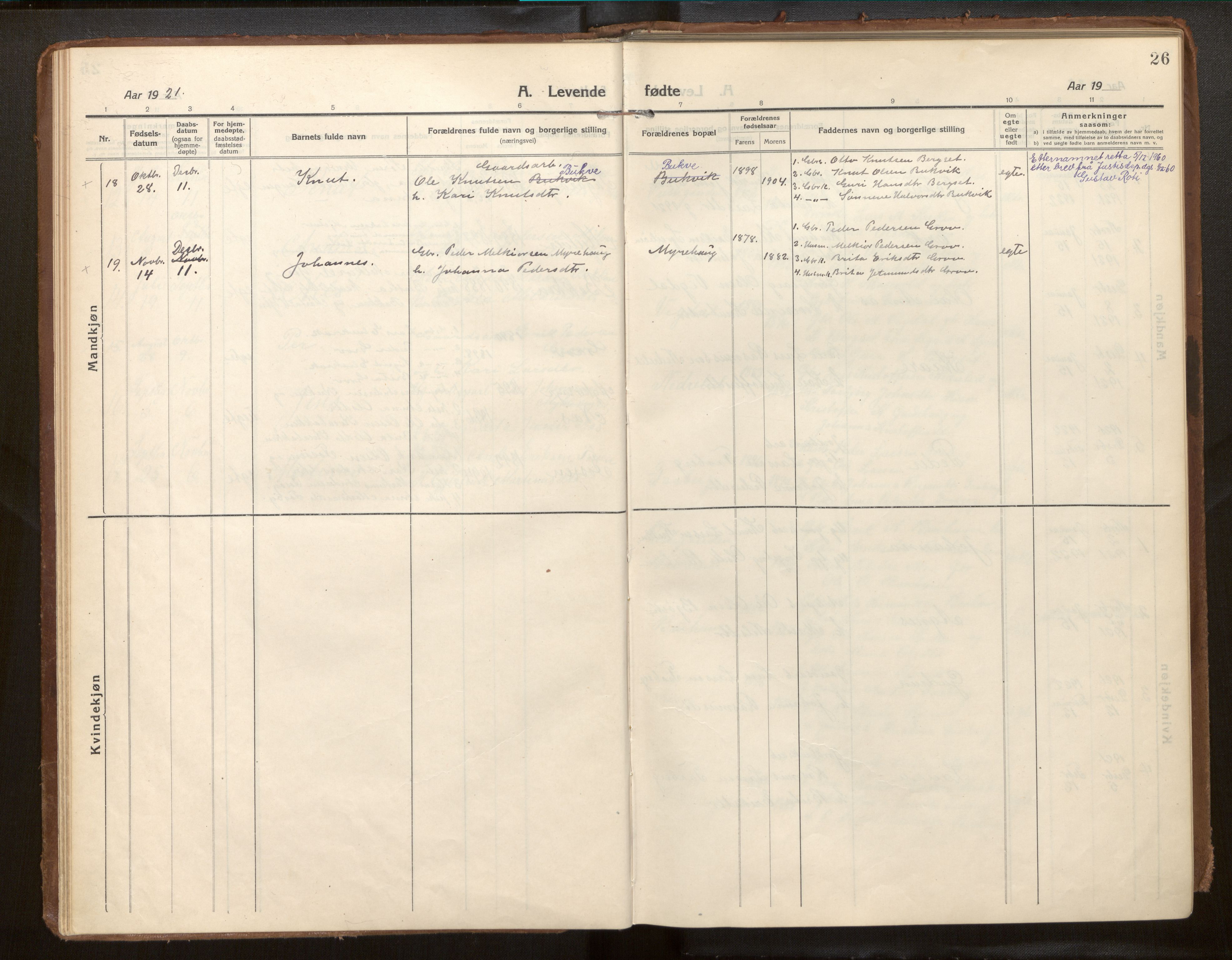 Jostedal sokneprestembete, SAB/A-80601/H/Haa/Haab/L0002: Parish register (official) no. B 2, 1915-1931, p. 26