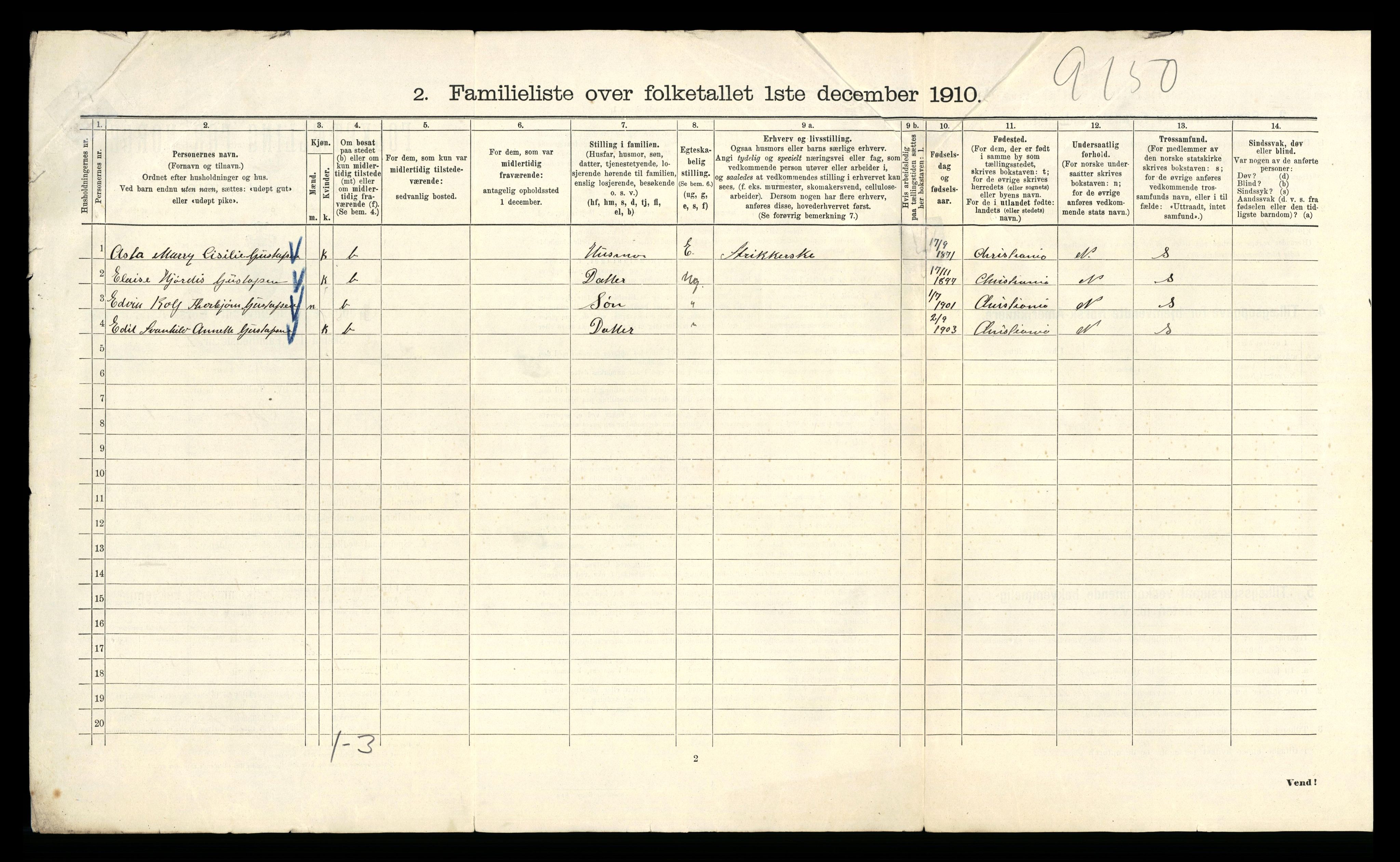 RA, 1910 census for Kristiania, 1910, p. 74752