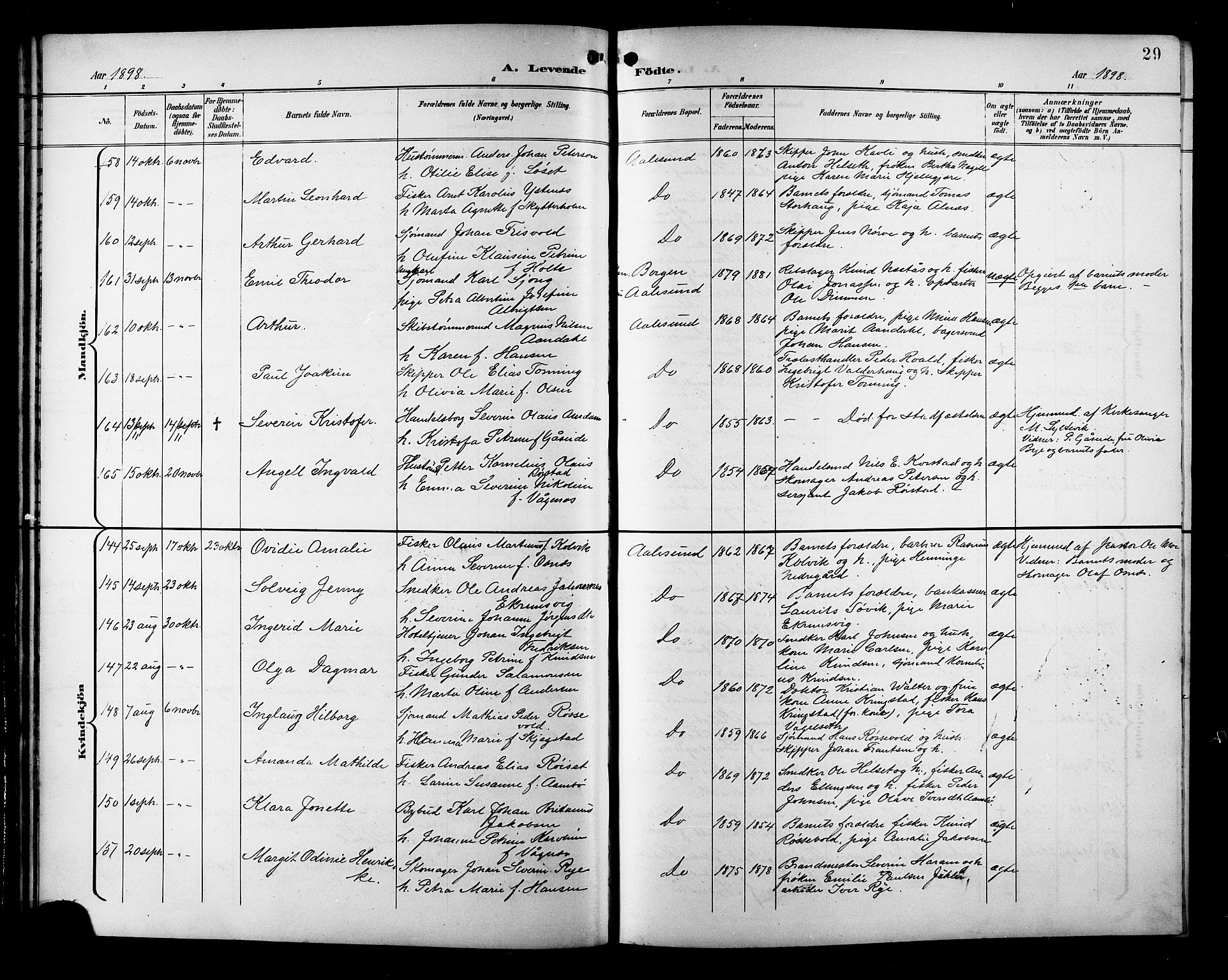 Ministerialprotokoller, klokkerbøker og fødselsregistre - Møre og Romsdal, SAT/A-1454/529/L0468: Parish register (copy) no. 529C05, 1897-1908, p. 29
