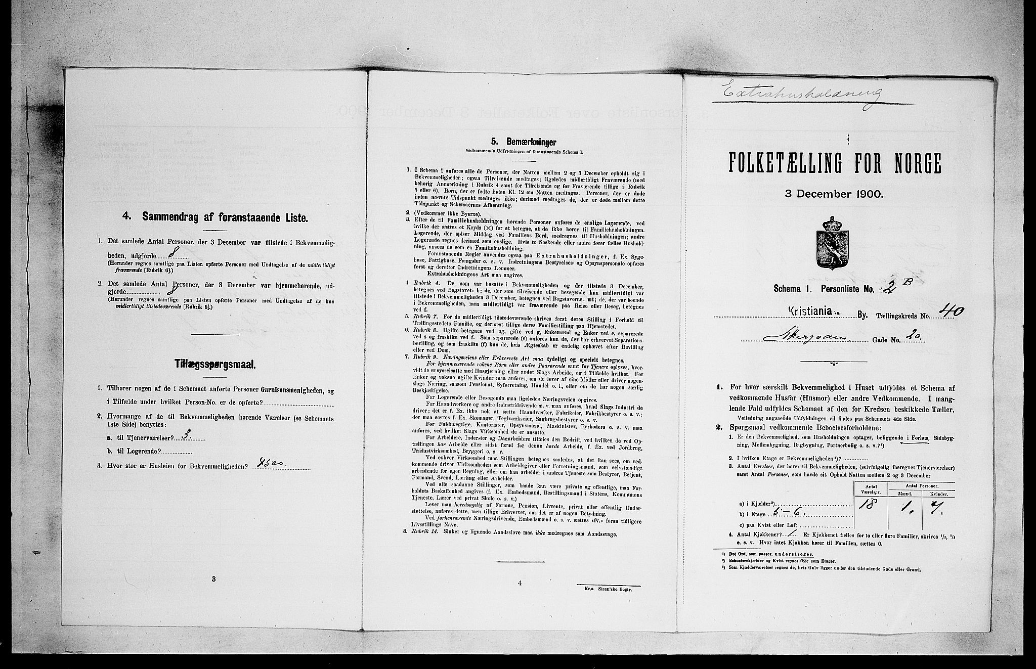 SAO, 1900 census for Kristiania, 1900, p. 1225