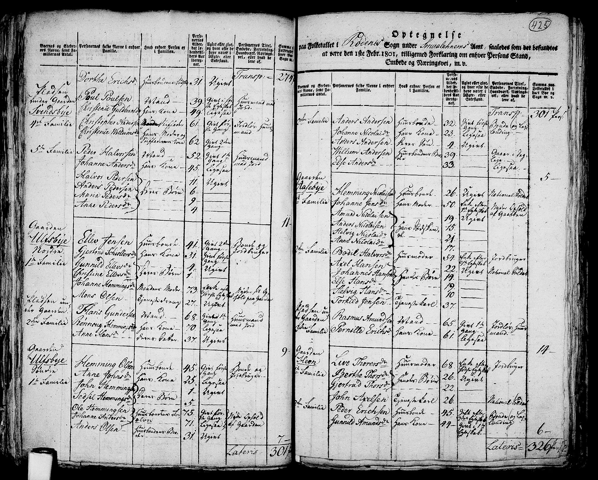 RA, 1801 census for 0120P Rødenes, 1801, p. 424b-425a