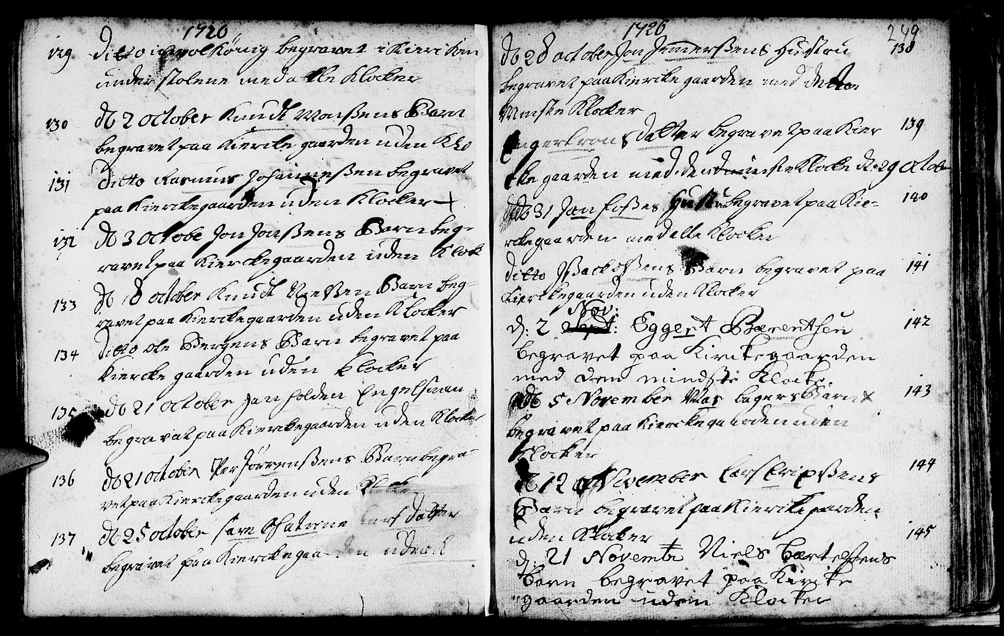 Nykirken Sokneprestembete, SAB/A-77101/H/Haa/L0009: Parish register (official) no. A 9, 1689-1759, p. 249