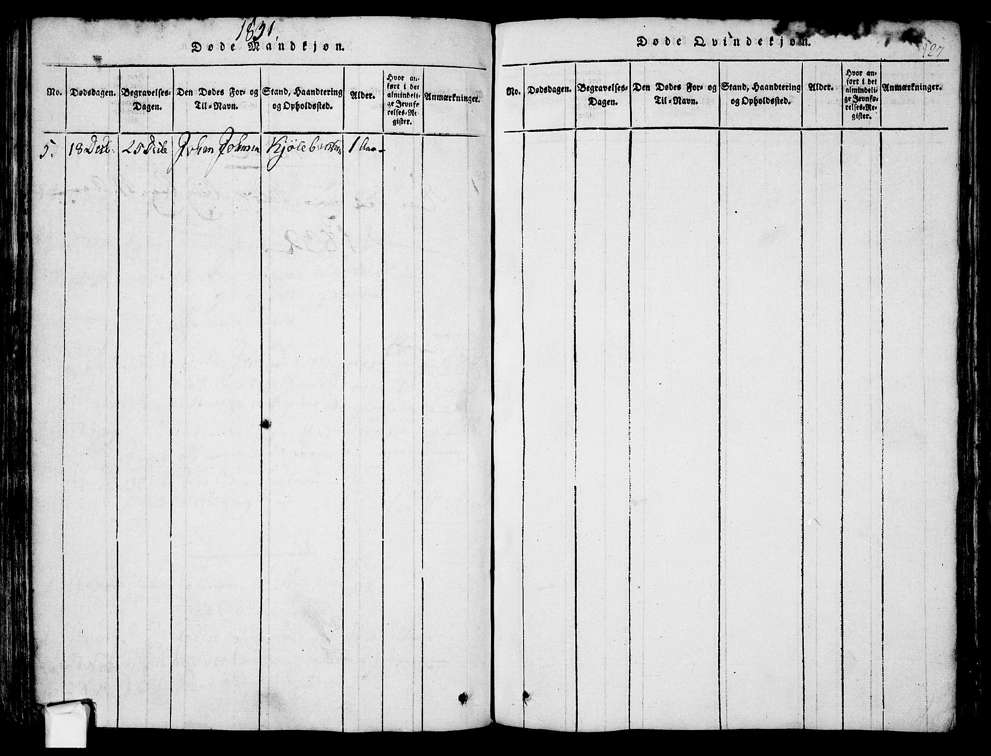 Berg prestekontor Kirkebøker, SAO/A-10902/F/Fa/L0002: Parish register (official) no. I 2, 1815-1831, p. 127