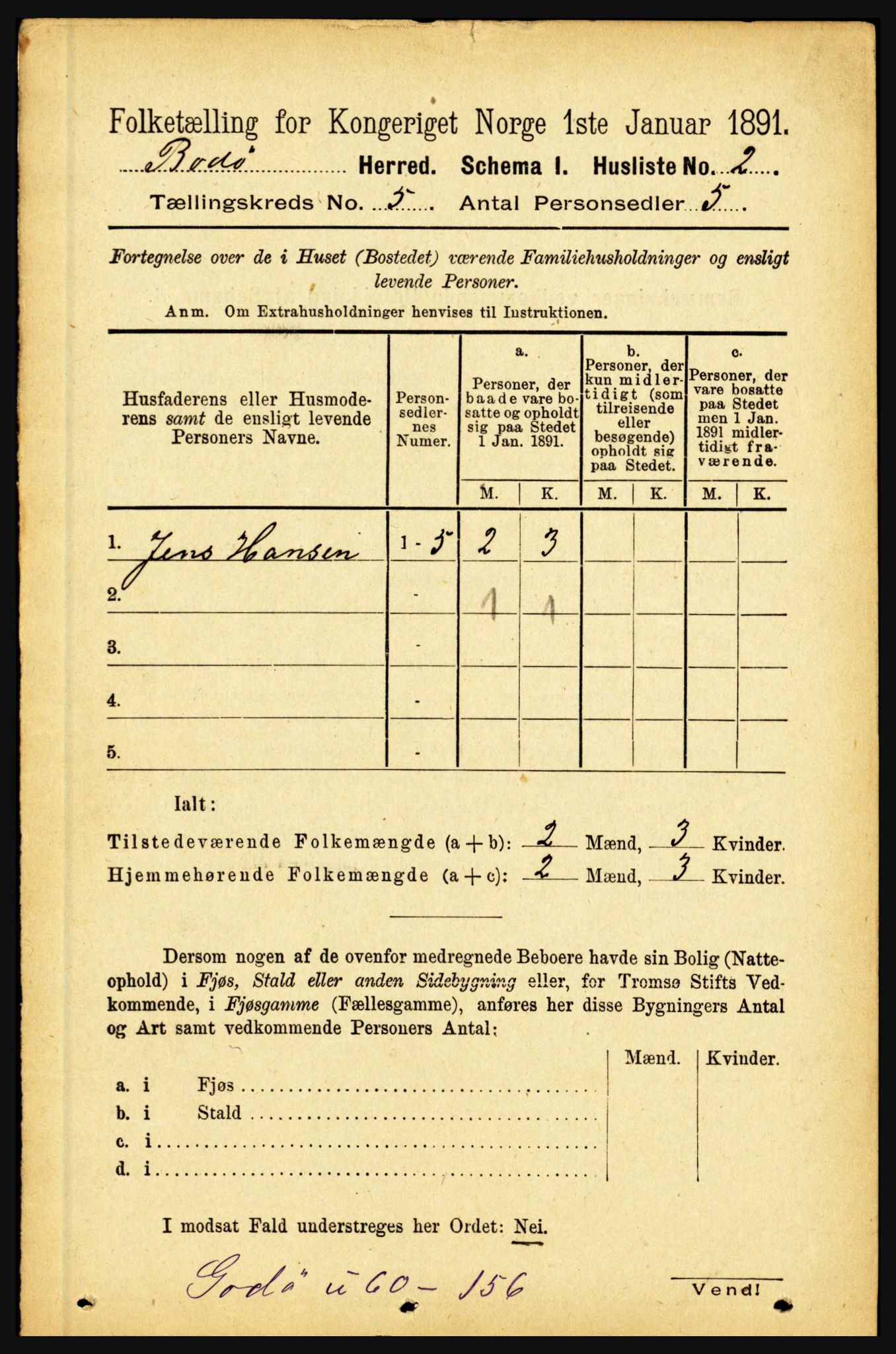 RA, 1891 census for 1843 Bodø, 1891, p. 3031