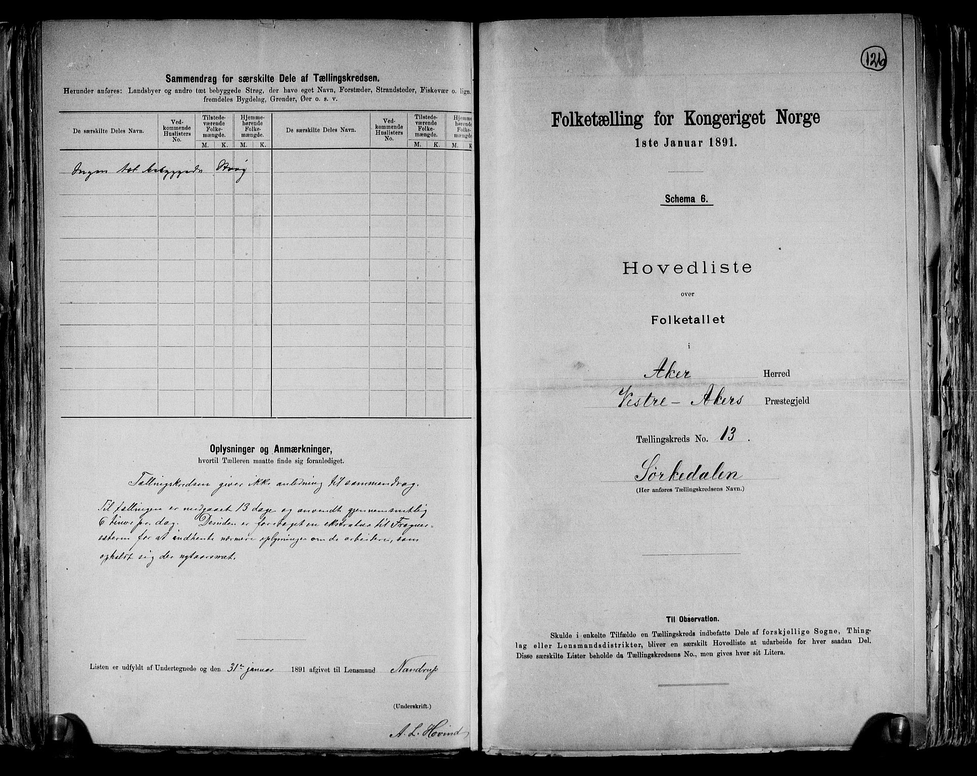 RA, 1891 census for 0218 Aker, 1891, p. 44