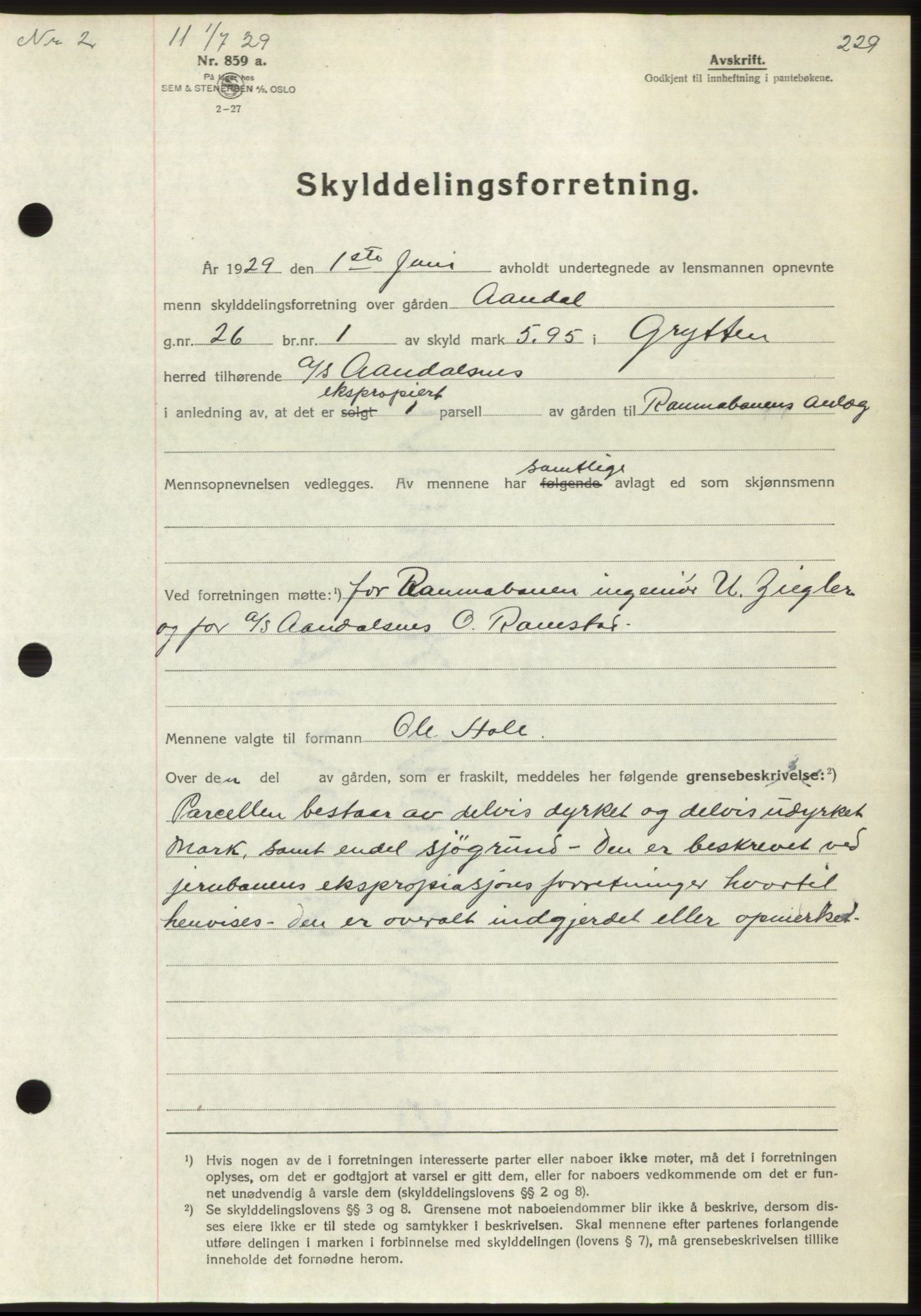 Romsdal sorenskriveri, AV/SAT-A-4149/1/2/2C/L0056: Mortgage book no. 50, 1929-1929, Deed date: 01.07.1929