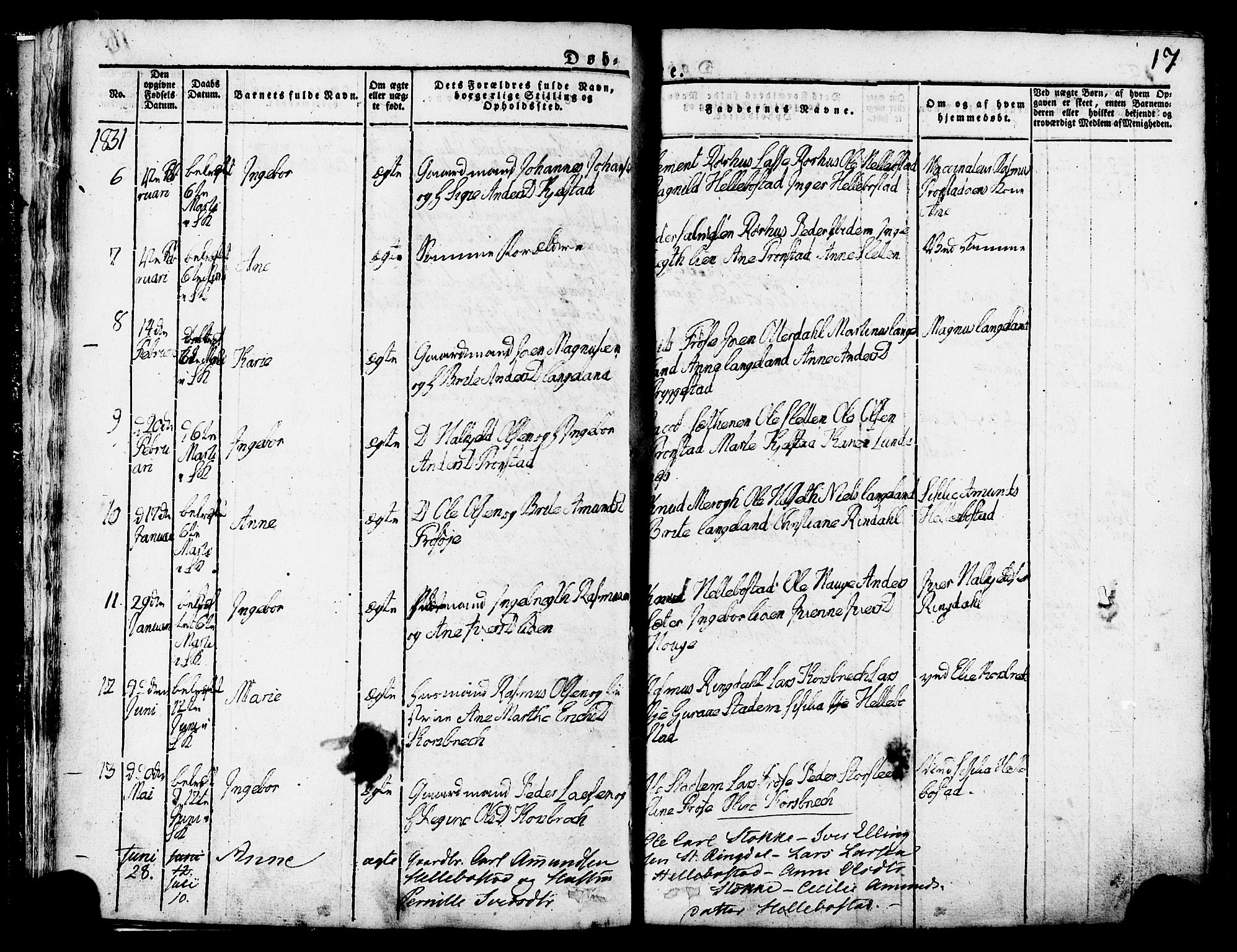 Ministerialprotokoller, klokkerbøker og fødselsregistre - Møre og Romsdal, AV/SAT-A-1454/517/L0221: Parish register (official) no. 517A01, 1827-1858, p. 17