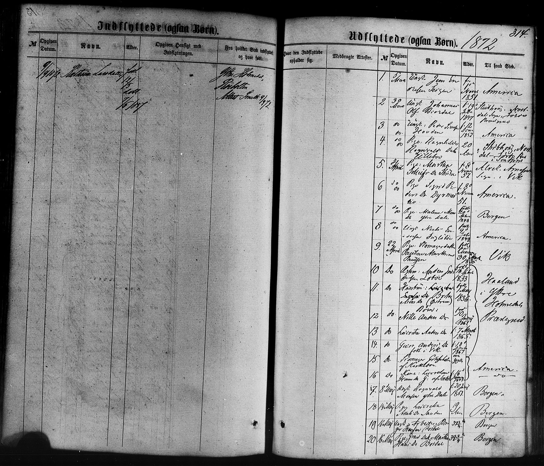 Lavik sokneprestembete, SAB/A-80901: Parish register (official) no. A 4, 1864-1881, p. 314