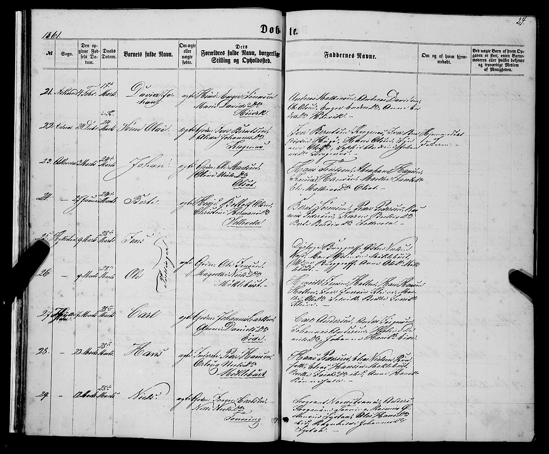 Askvoll sokneprestembete, AV/SAB-A-79501/H/Haa/Haaa/L0012: Parish register (official) no. A 12, 1859-1878, p. 24