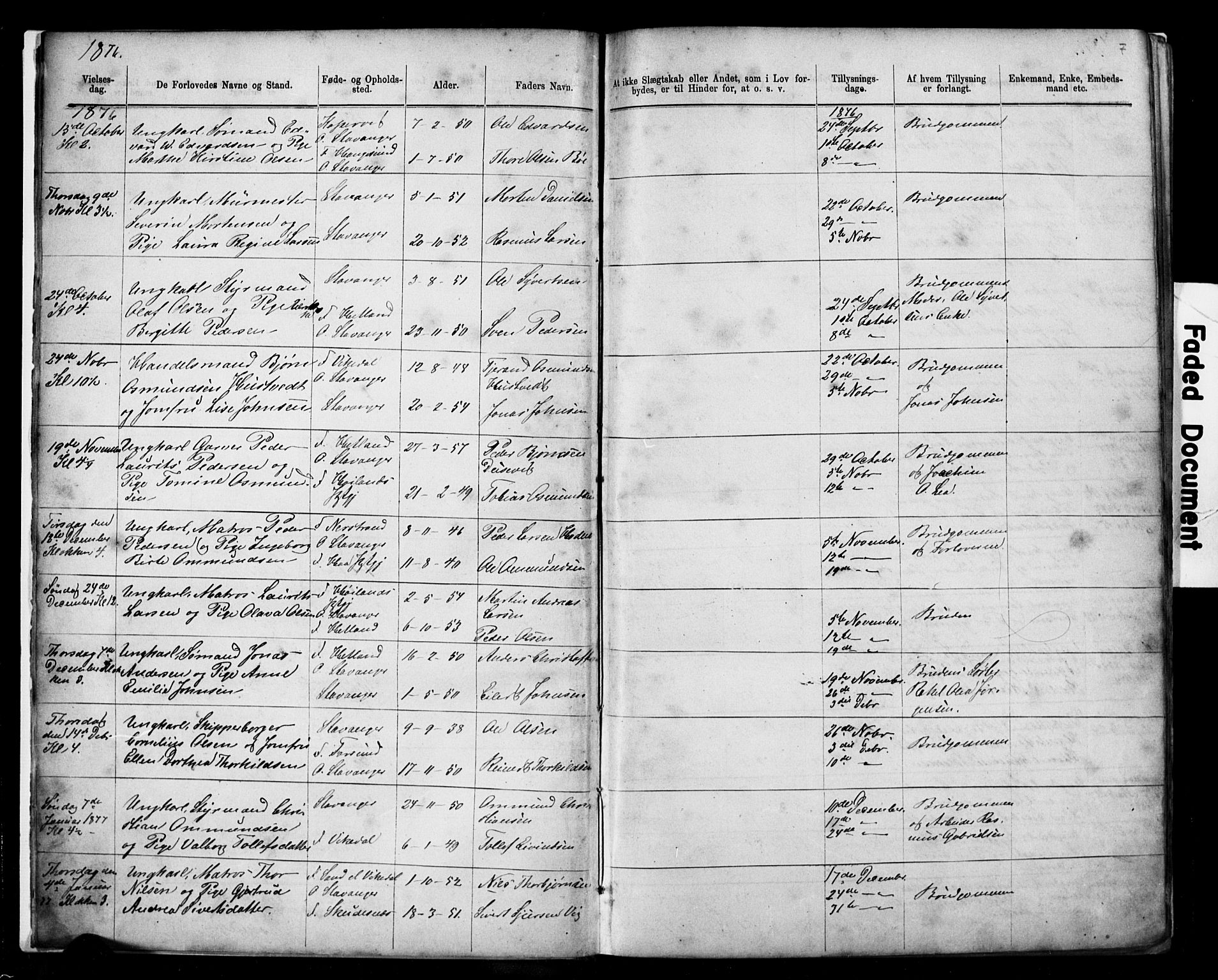 Domkirken sokneprestkontor, SAST/A-101812/001/30/30BB/L0014: Parish register (copy) no. B 14, 1875-1902, p. 7
