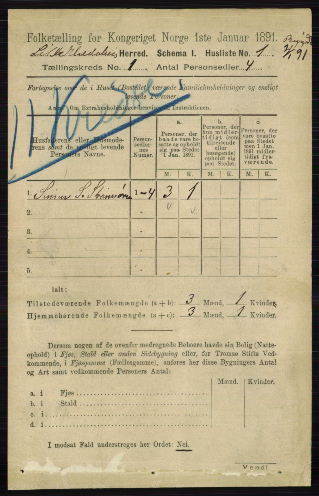 RA, 1891 census for 0438 Lille Elvedalen, 1891, p. 29