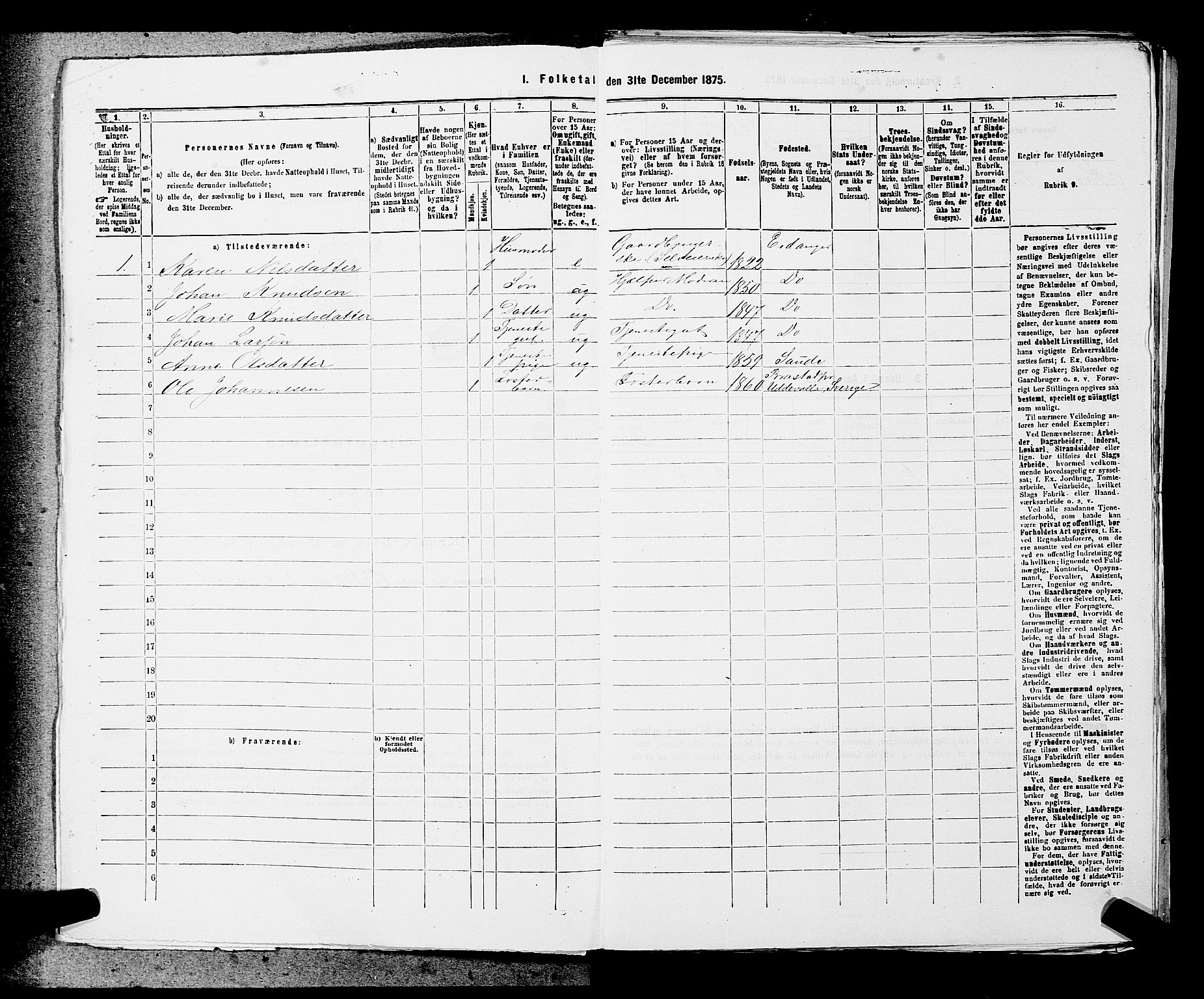 SAKO, 1875 census for 0813P Eidanger, 1875, p. 267