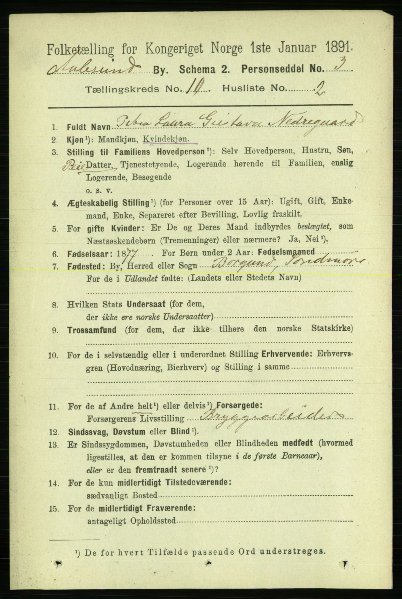 RA, 1891 census for 1501 Ålesund, 1891, p. 6625