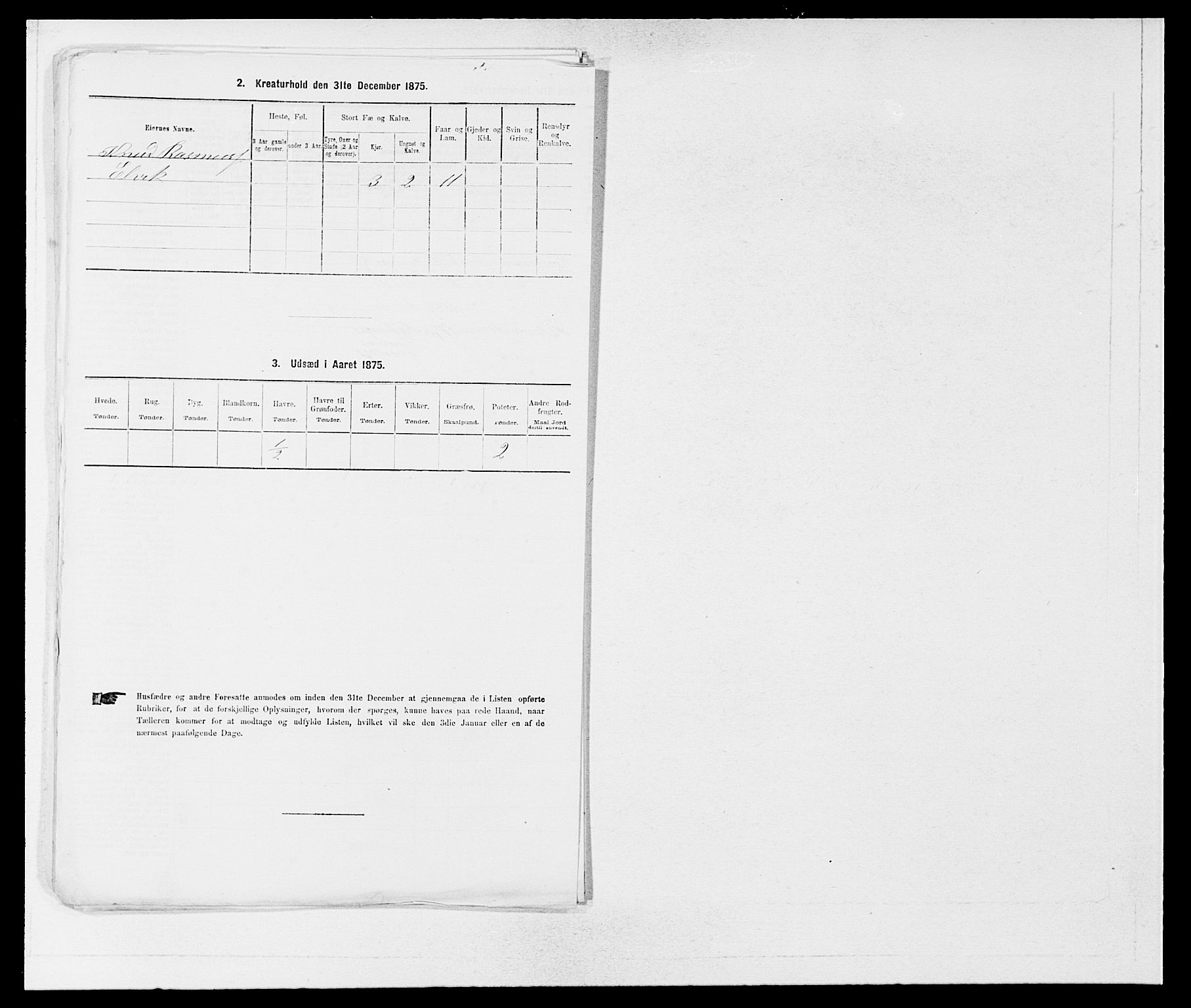 SAB, 1875 census for 1263P Lindås, 1875, p. 539