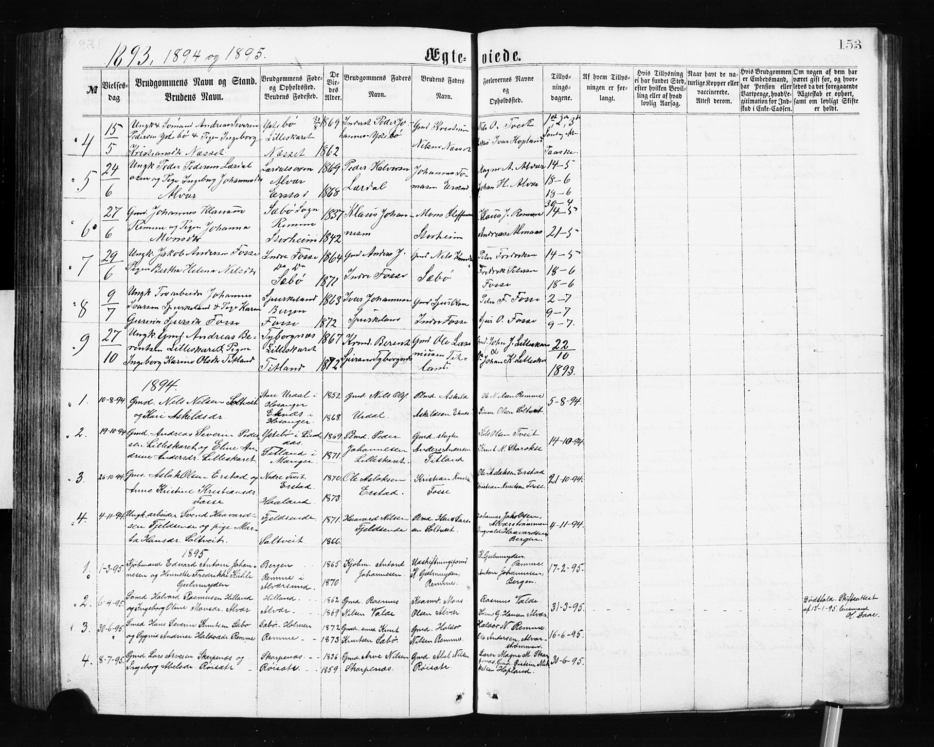 Alversund Sokneprestembete, SAB/A-73901/H/Ha/Hab: Parish register (copy) no. A 2, 1864-1905, p. 153
