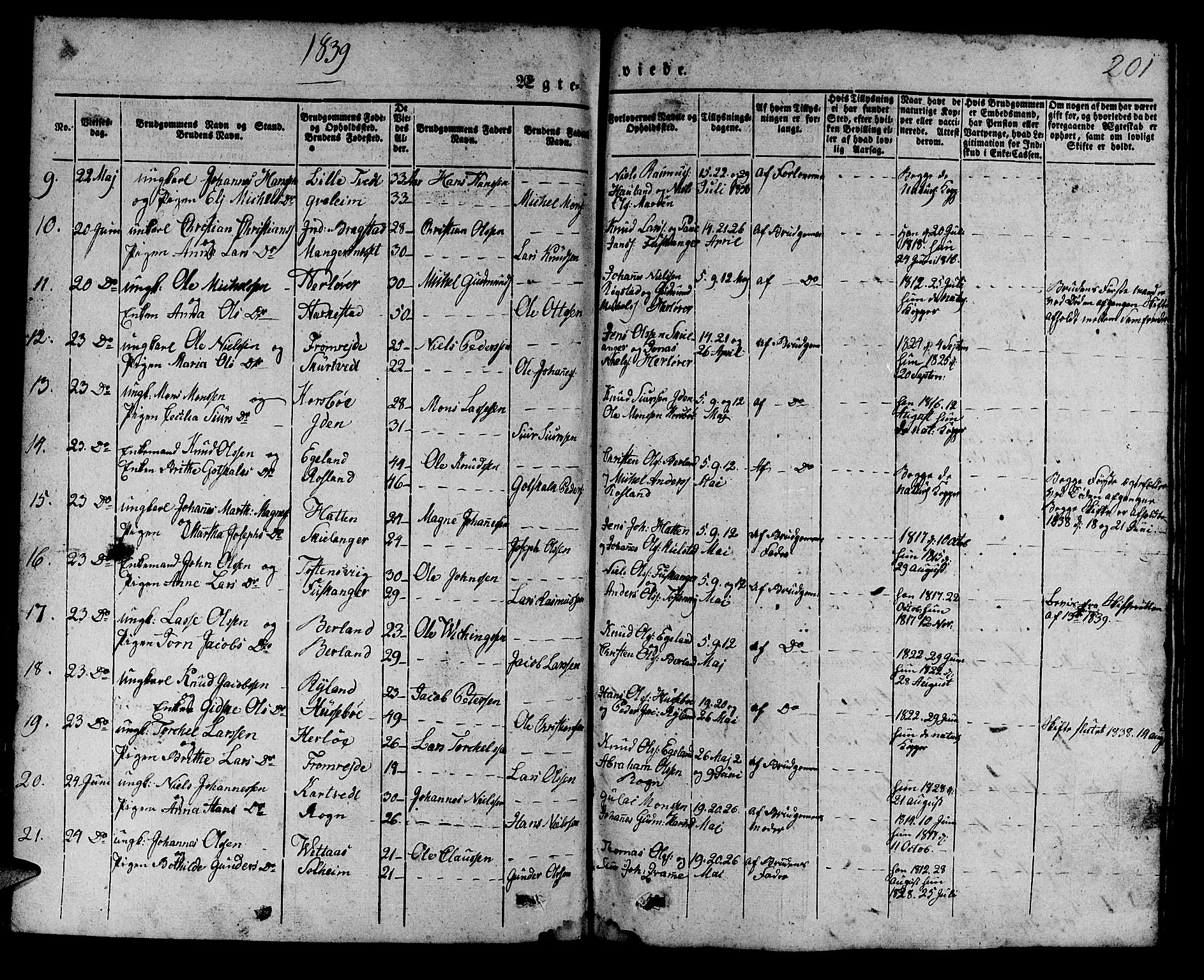 Manger sokneprestembete, AV/SAB-A-76801/H/Haa: Parish register (official) no. A 5, 1839-1848, p. 201