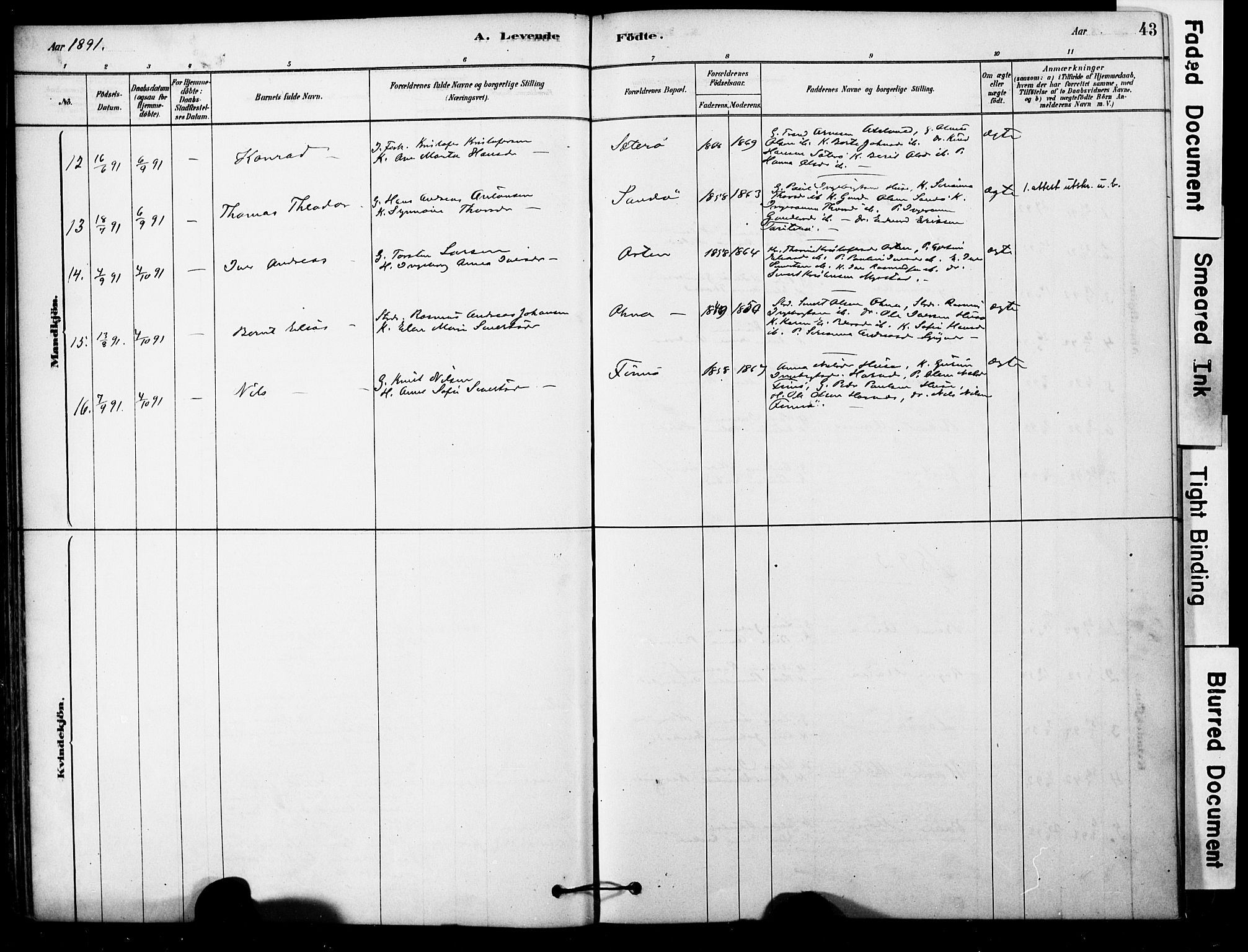 Ministerialprotokoller, klokkerbøker og fødselsregistre - Møre og Romsdal, AV/SAT-A-1454/561/L0729: Parish register (official) no. 561A03, 1878-1900, p. 43