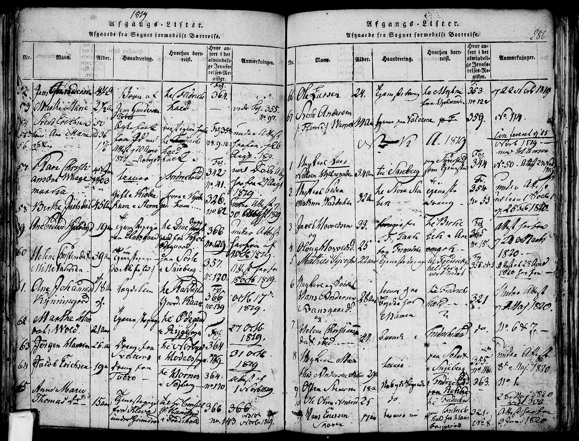 Berg prestekontor Kirkebøker, SAO/A-10902/F/Fa/L0002: Parish register (official) no. I 2, 1815-1831, p. 286