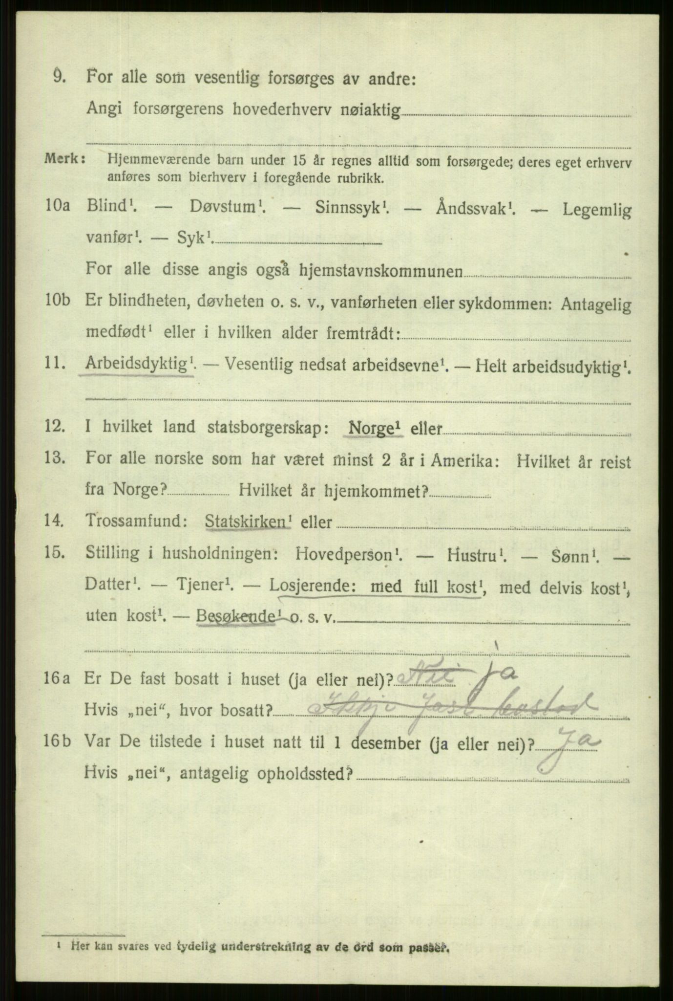 SAB, 1920 census for Vossestrand, 1920, p. 2815