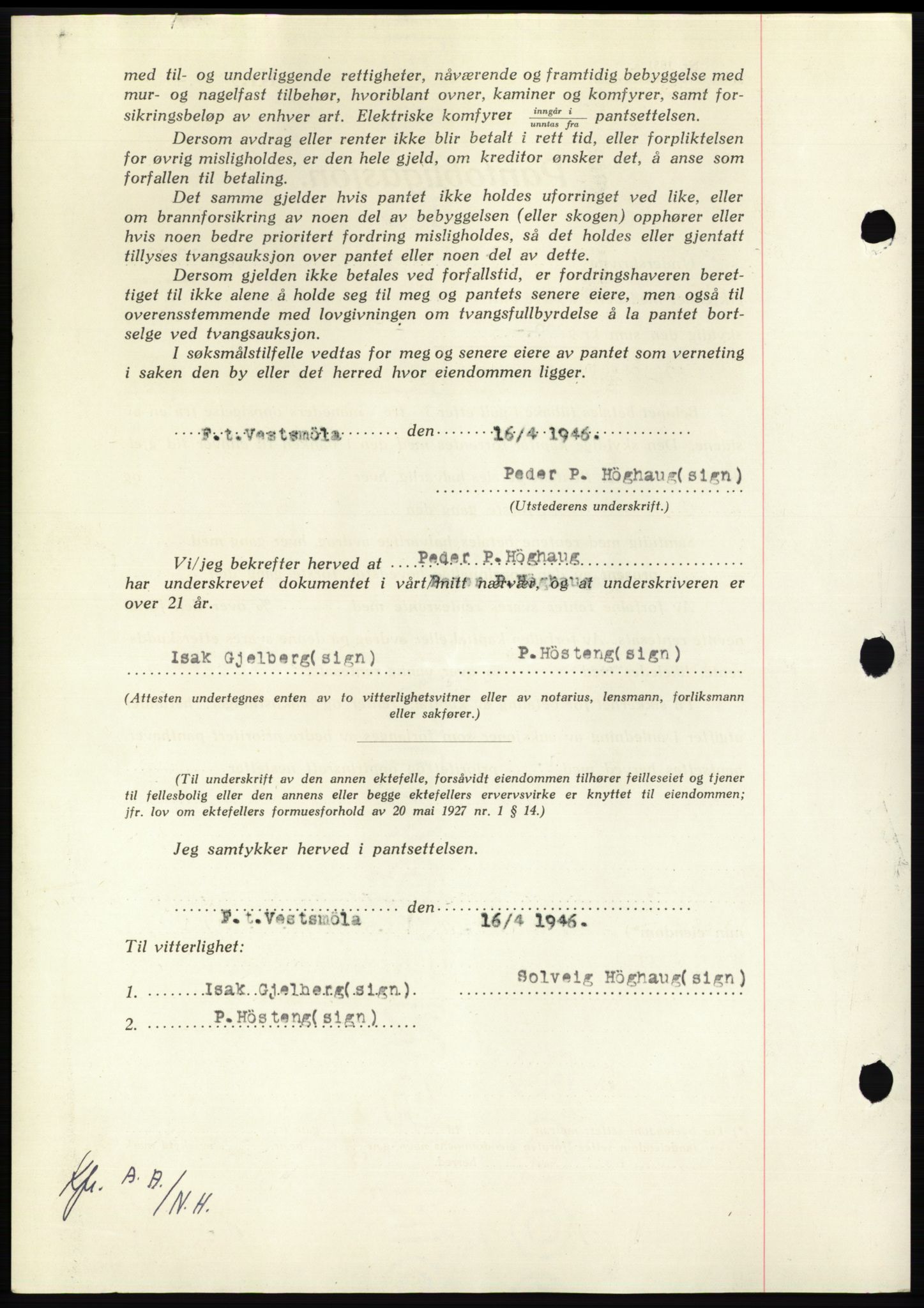 Nordmøre sorenskriveri, AV/SAT-A-4132/1/2/2Ca: Mortgage book no. B94, 1946-1946, Diary no: : 838/1946