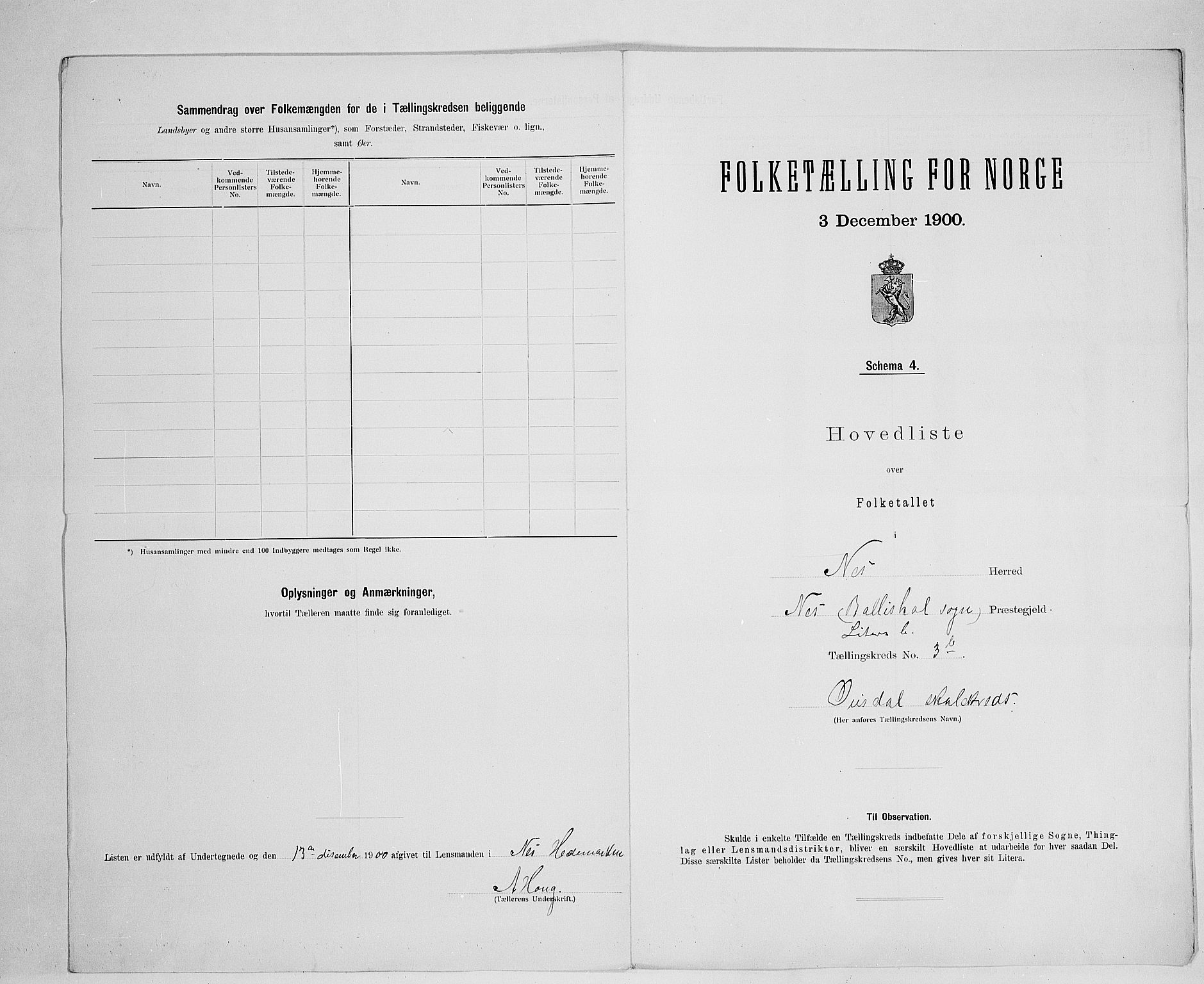 SAH, 1900 census for Nes, 1900, p. 22