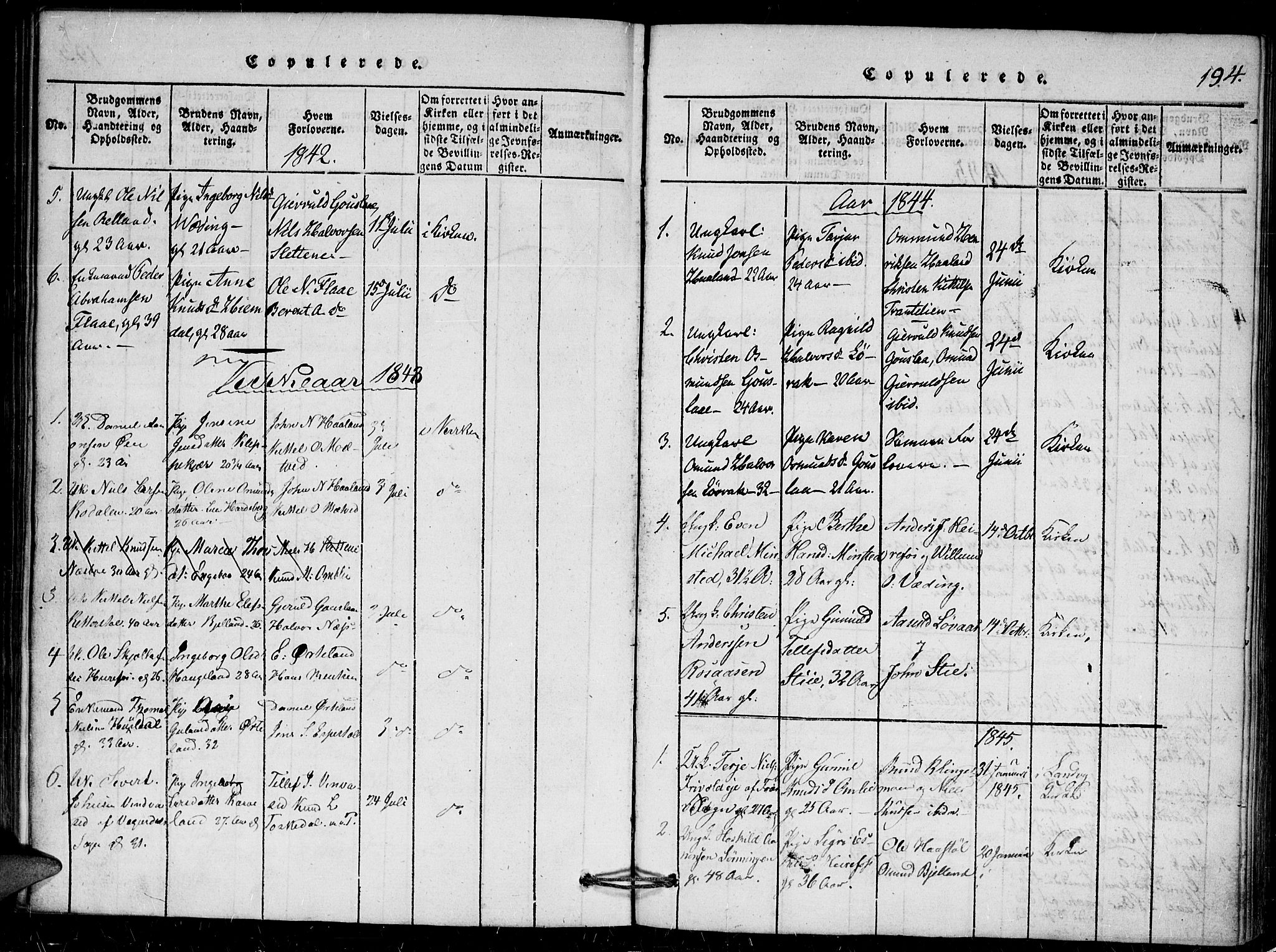 Herefoss sokneprestkontor, AV/SAK-1111-0019/F/Fa/Faa/L0001: Parish register (official) no. A 1, 1816-1860, p. 194