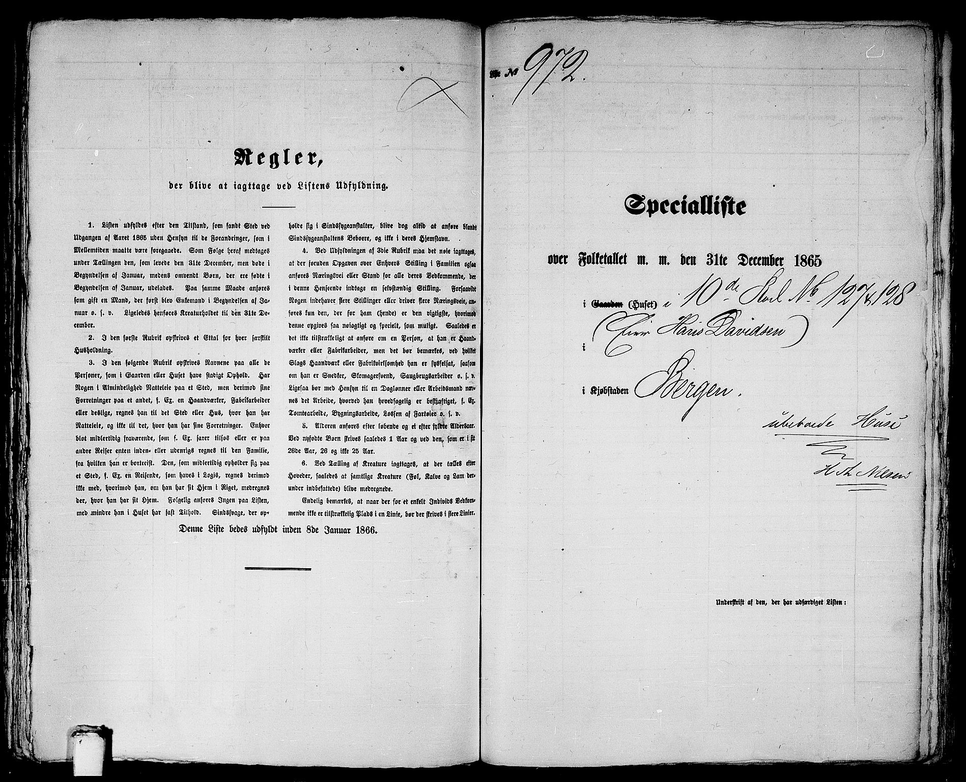 RA, 1865 census for Bergen, 1865, p. 2004