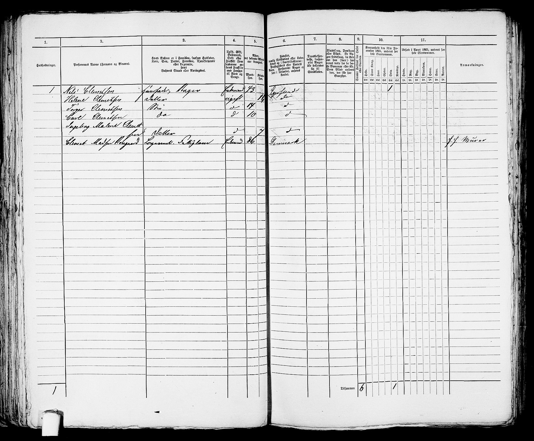 RA, 1865 census for Eigersund parish, Egersund town, 1865, p. 92