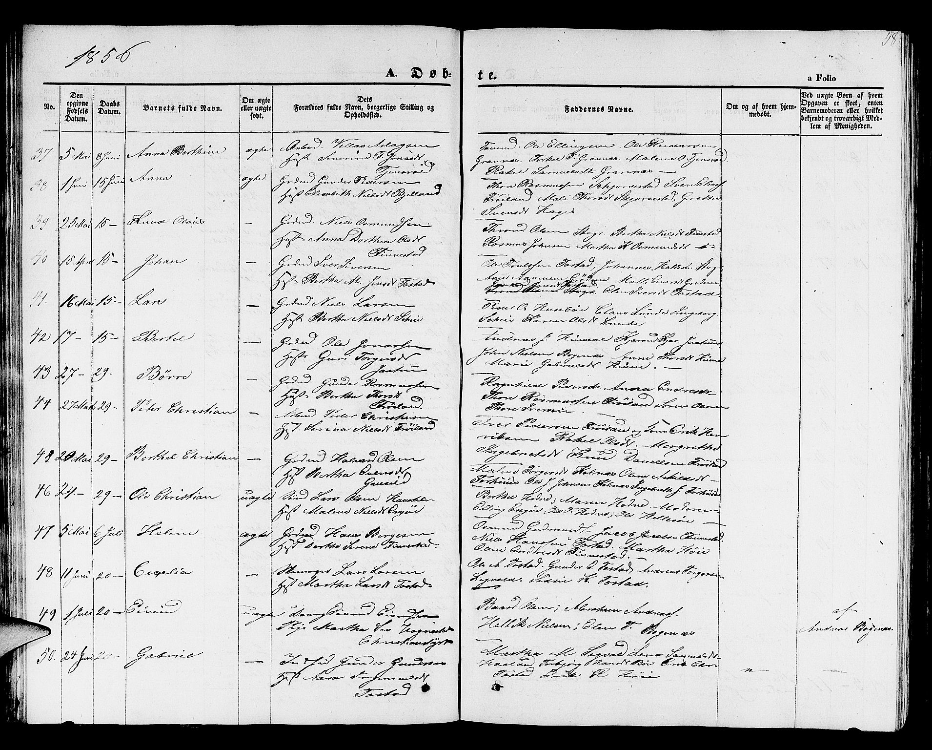 Hetland sokneprestkontor, SAST/A-101826/30/30BB/L0001: Parish register (copy) no. B 1, 1850-1868, p. 58