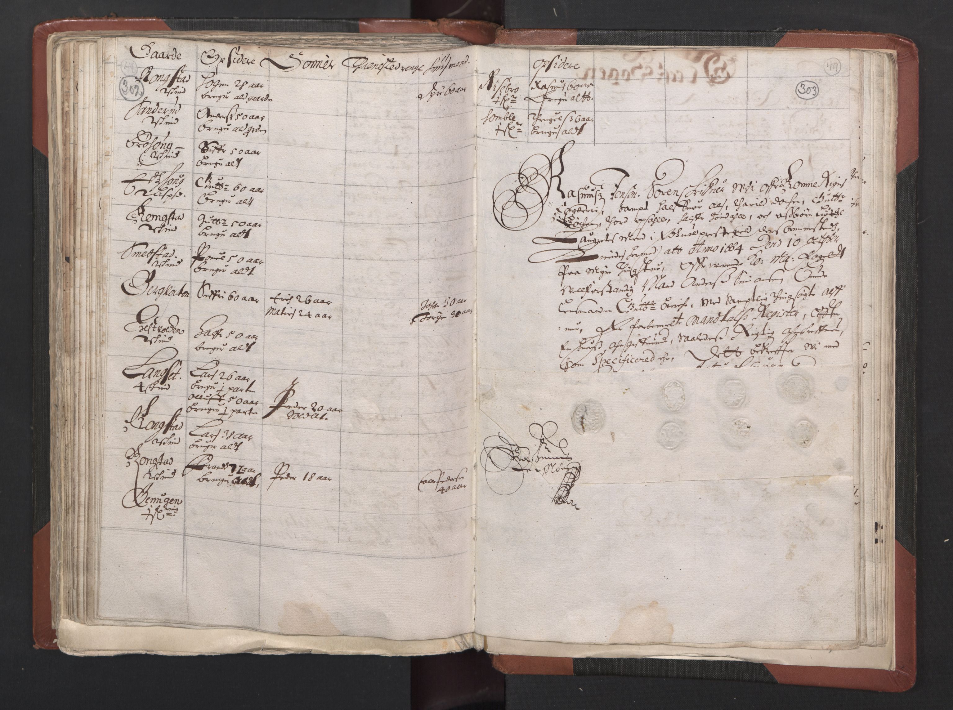 RA, Bailiff's Census 1664-1666, no. 2: Aker fogderi, Follo fogderi, Nedre Romerike fogderi and Øvre Romerike fogderi, 1664, p. 302-303