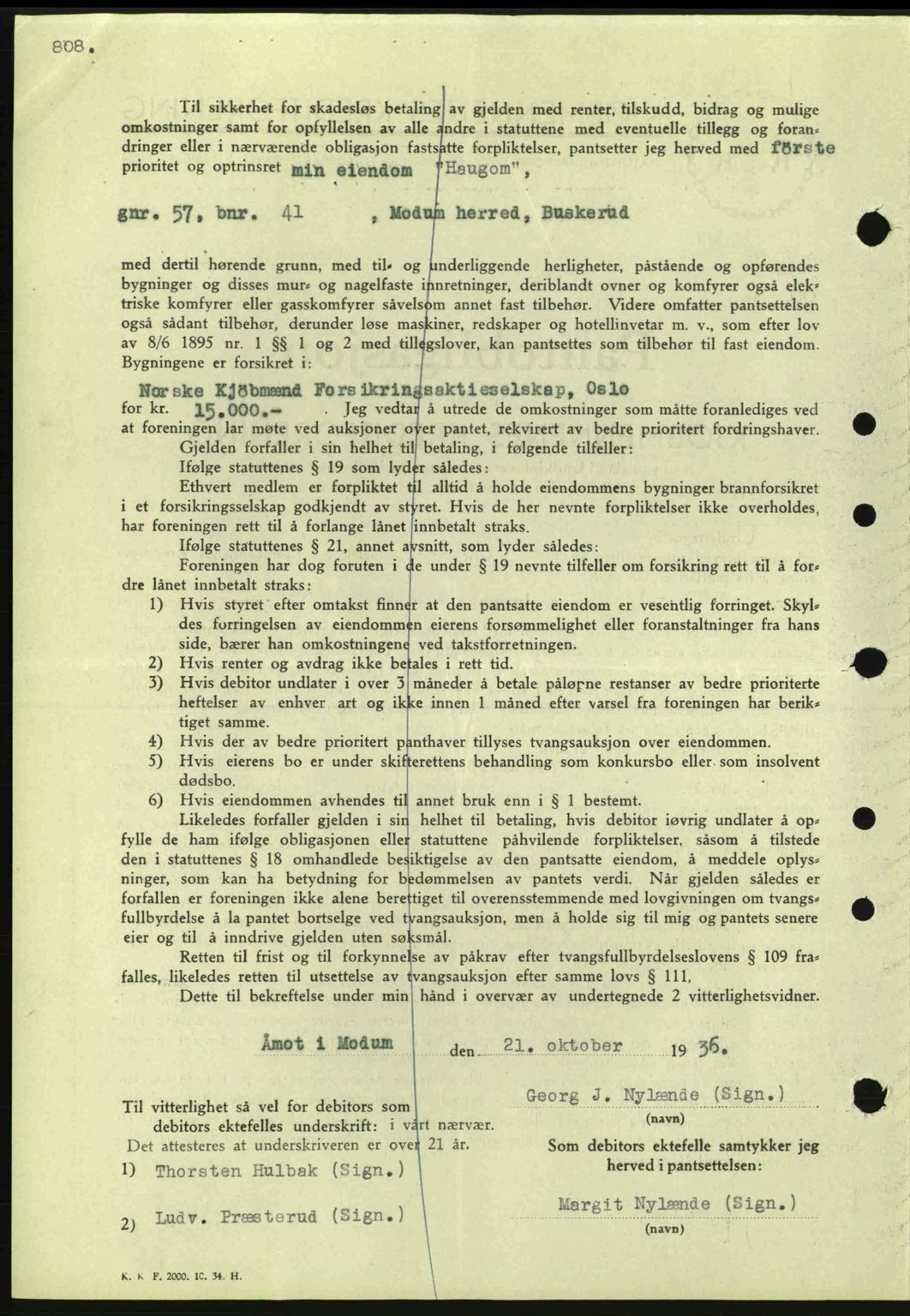 Eiker, Modum og Sigdal sorenskriveri, SAKO/A-123/G/Ga/Gab/L0034: Mortgage book no. A4, 1936-1937, Diary no: : 397/1937