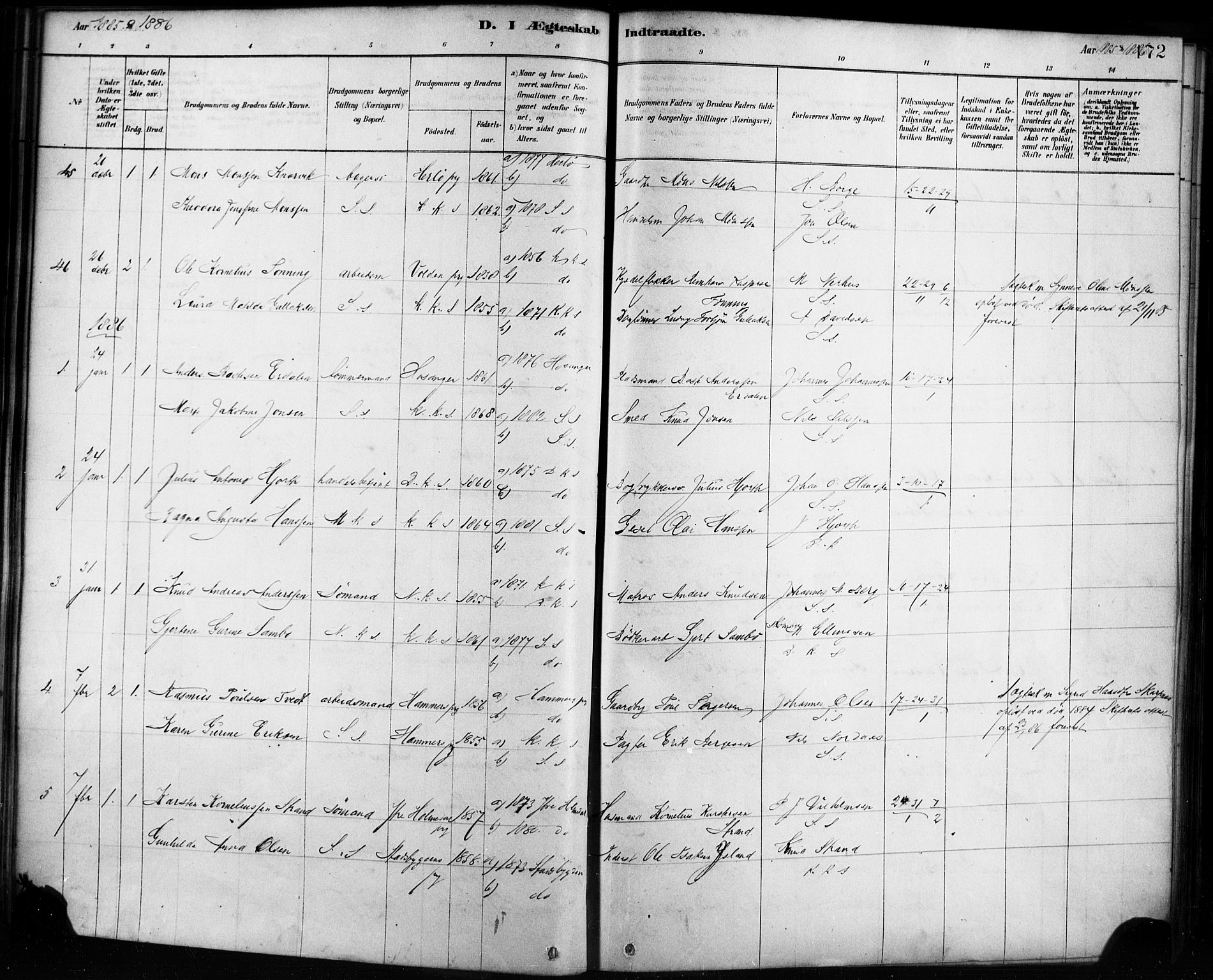 Sandviken Sokneprestembete, SAB/A-77601/H/Ha/L0002: Parish register (official) no. A 2, 1878-1896, p. 172