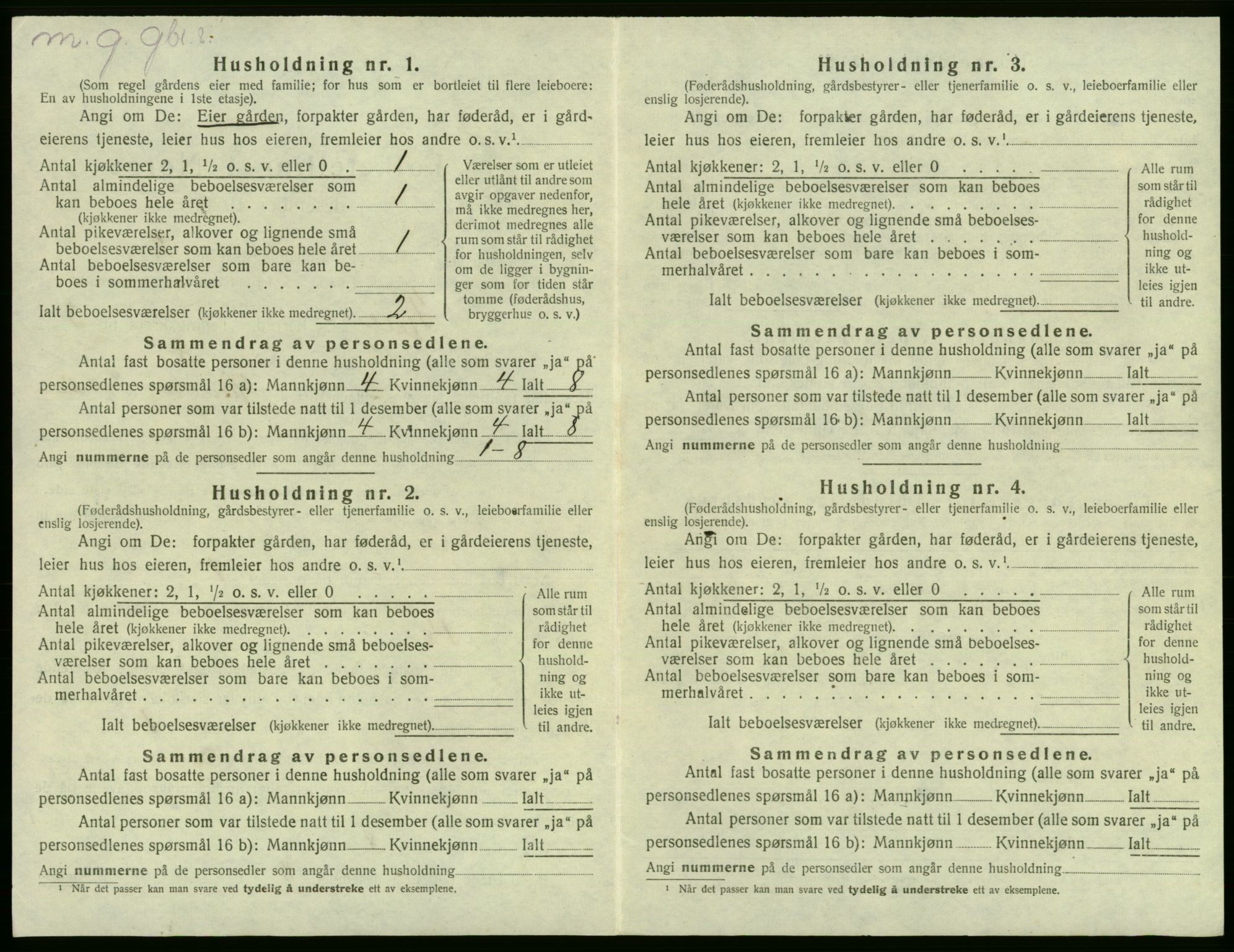 SAB, 1920 census for Fjell, 1920, p. 290