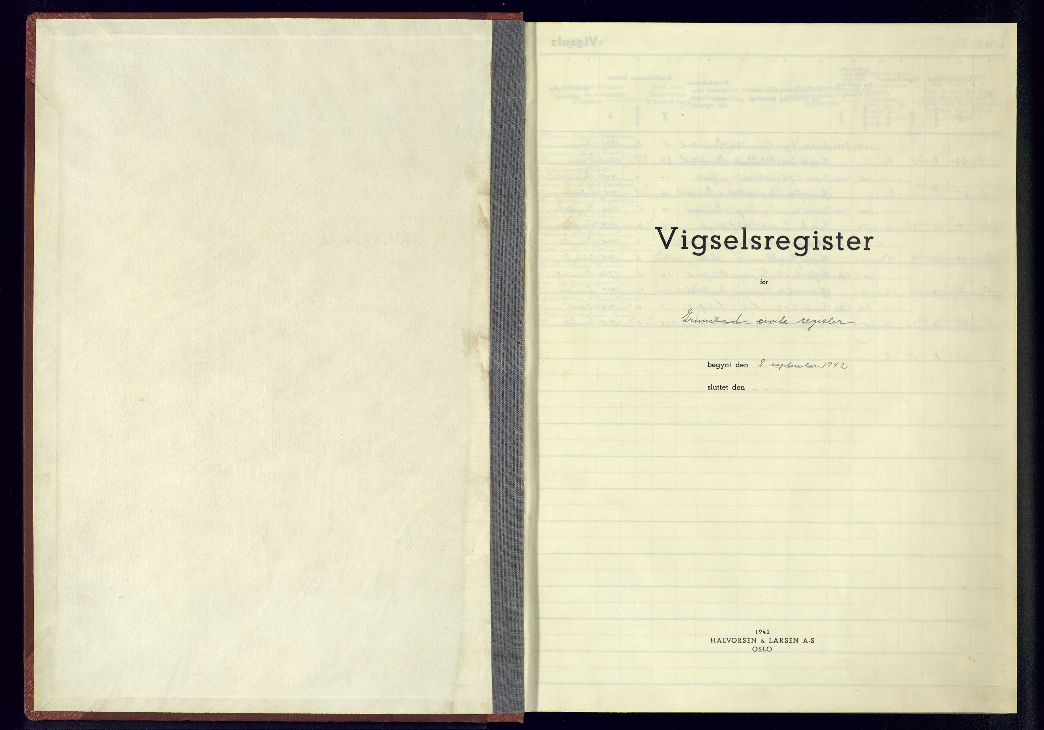 Grimstad sokneprestkontor, AV/SAK-1111-0017/J/Jb/L0002: Marriage register no. II.6.2, 1942-1945