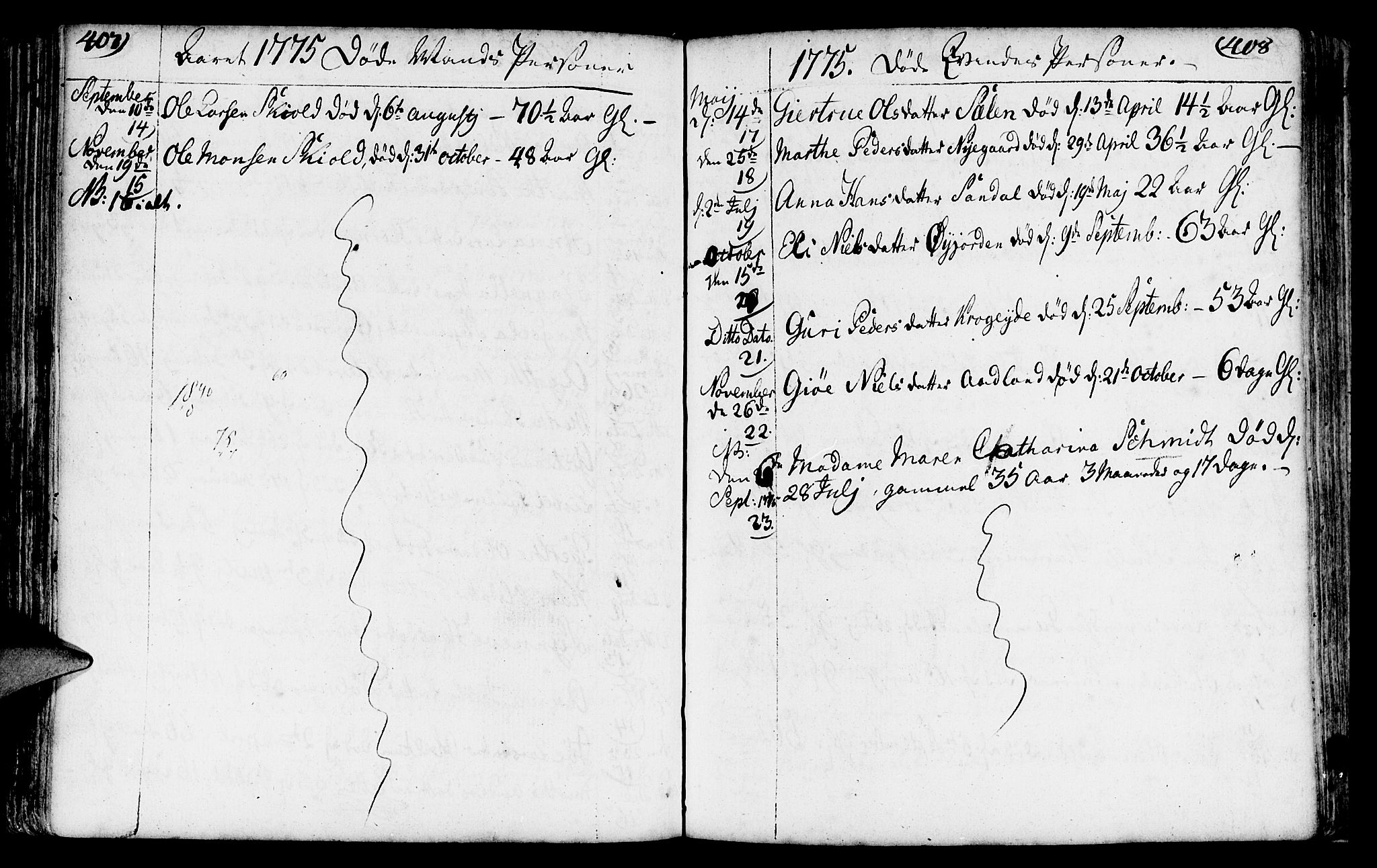 Fana Sokneprestembete, AV/SAB-A-75101/H/Haa/Haaa/L0005: Parish register (official) no. A 5, 1773-1799, p. 407-408