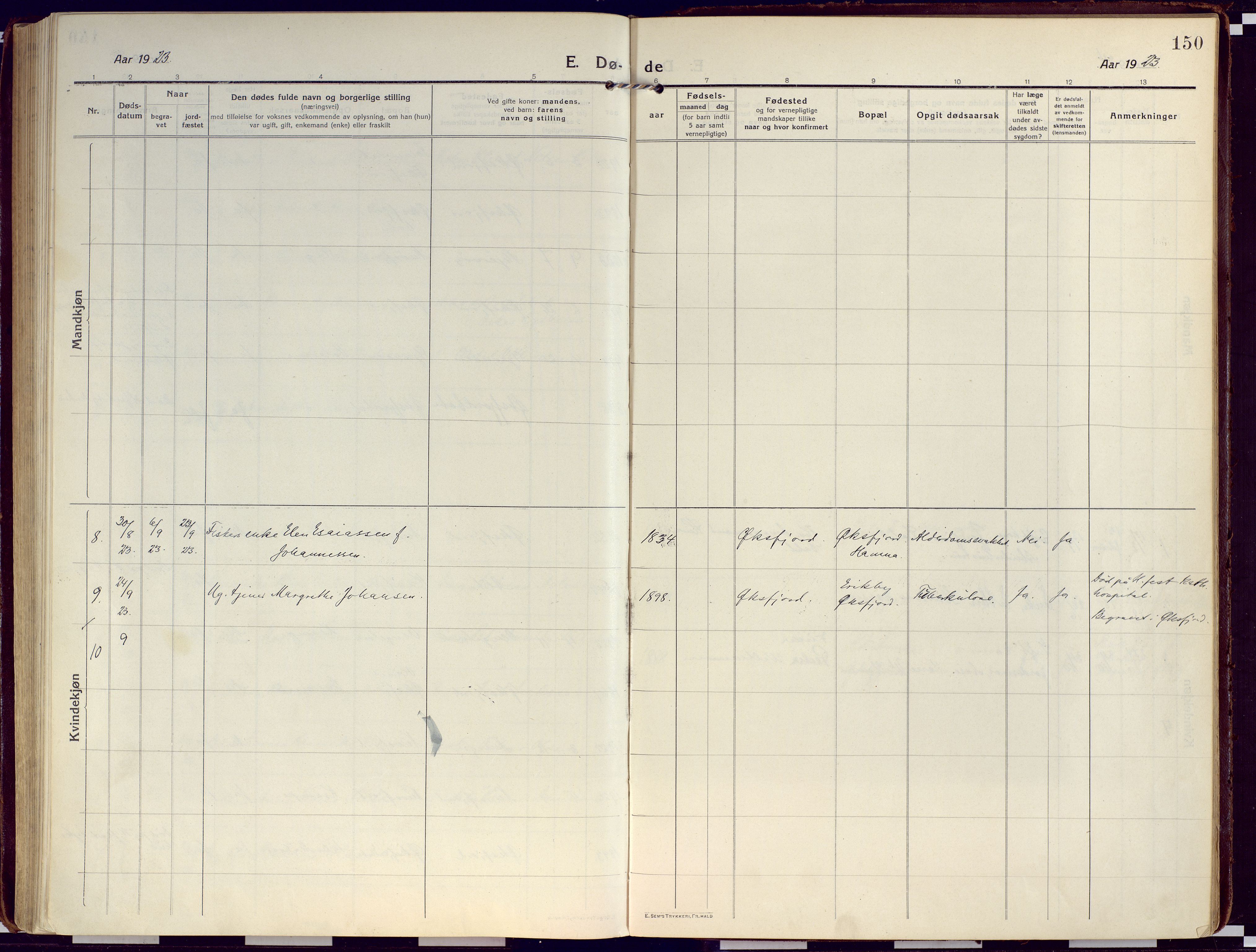 Loppa sokneprestkontor, SATØ/S-1339/H/Ha/L0012kirke: Parish register (official) no. 12, 1917-1932, p. 150
