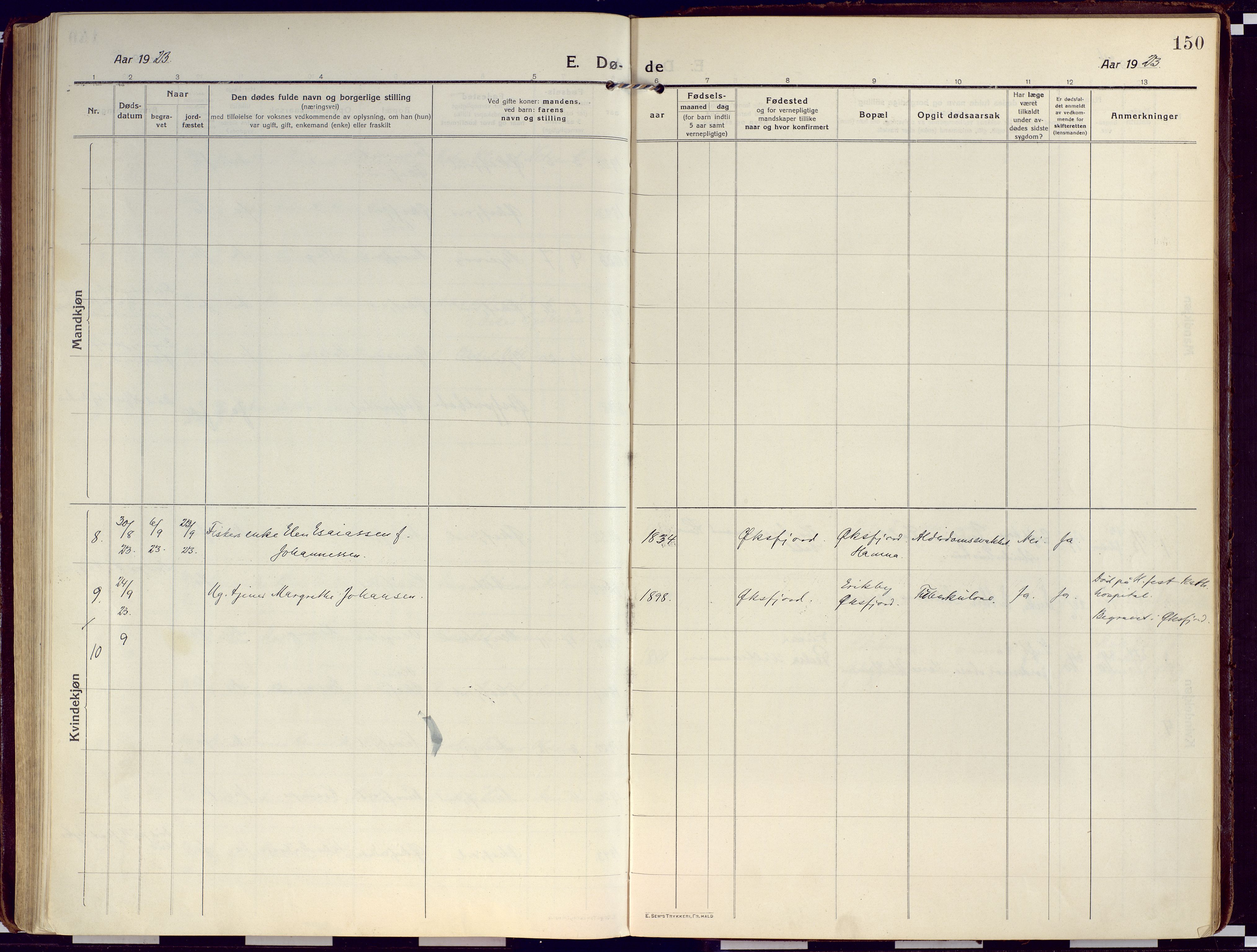 Loppa sokneprestkontor, AV/SATØ-S-1339/H/Ha/L0012kirke: Parish register (official) no. 12, 1917-1932, p. 150