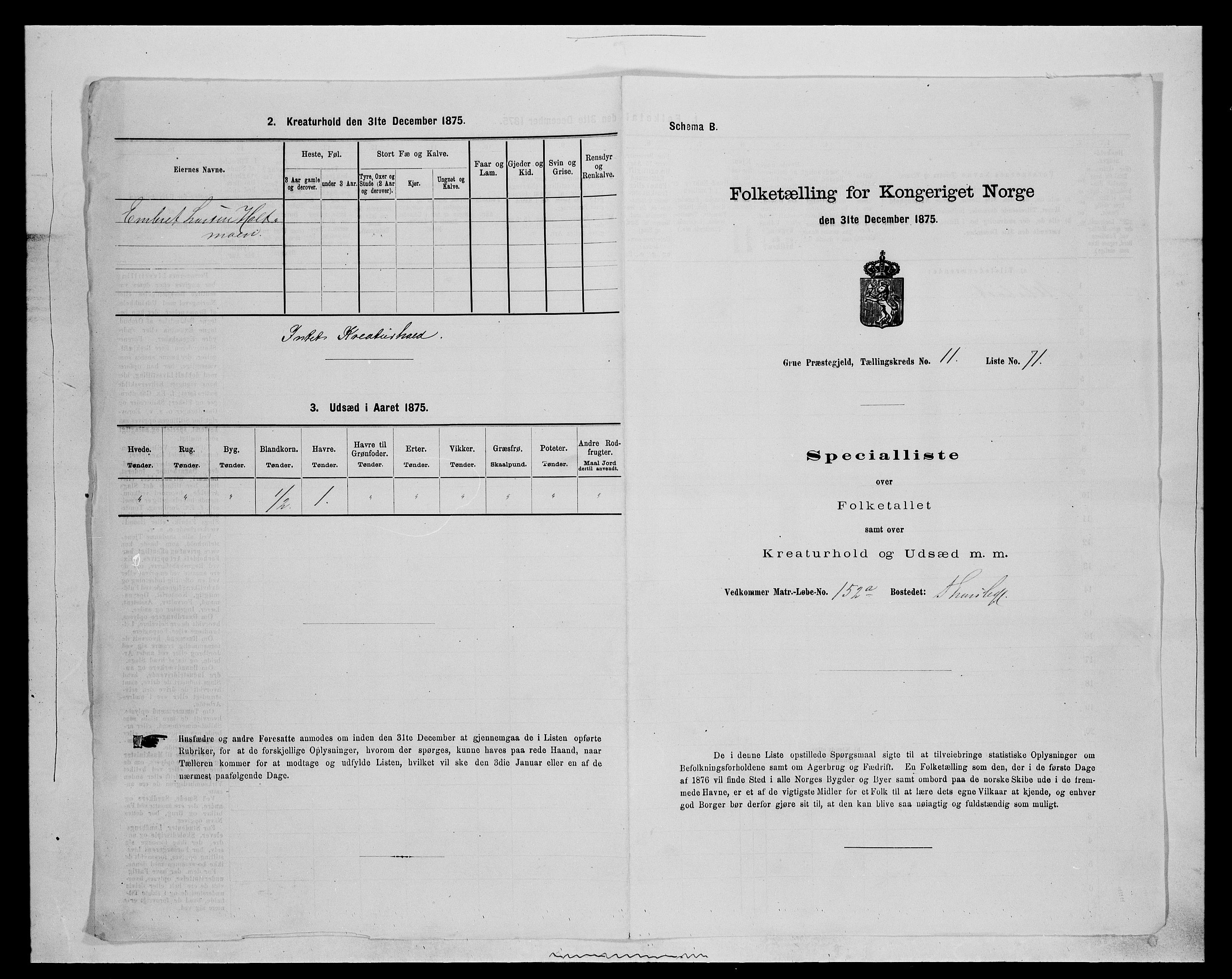 SAH, 1875 census for 0423P Grue, 1875, p. 2078