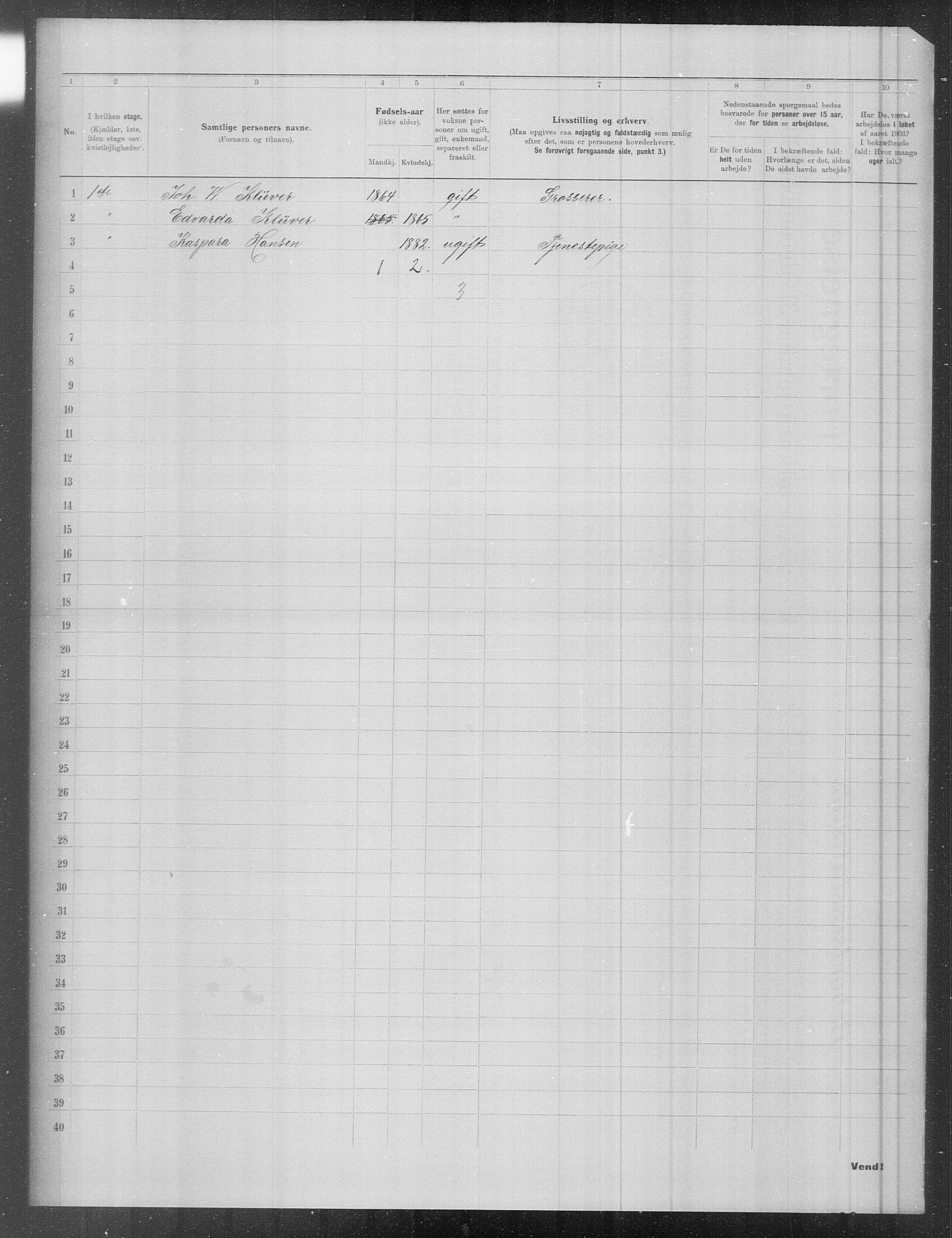 OBA, Municipal Census 1903 for Kristiania, 1903, p. 8002