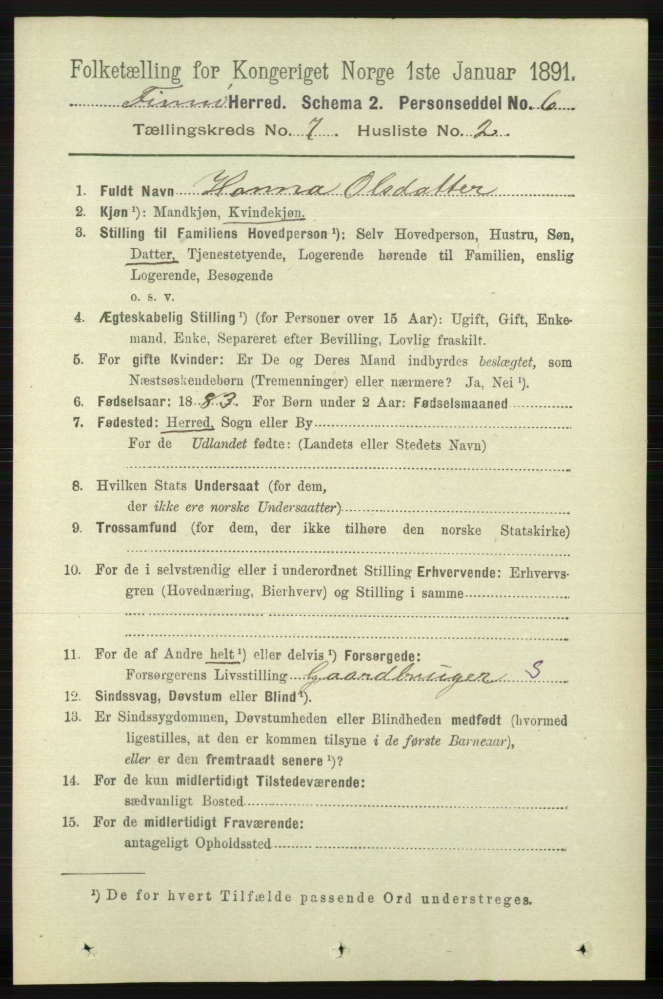 RA, 1891 census for 1141 Finnøy, 1891, p. 1520