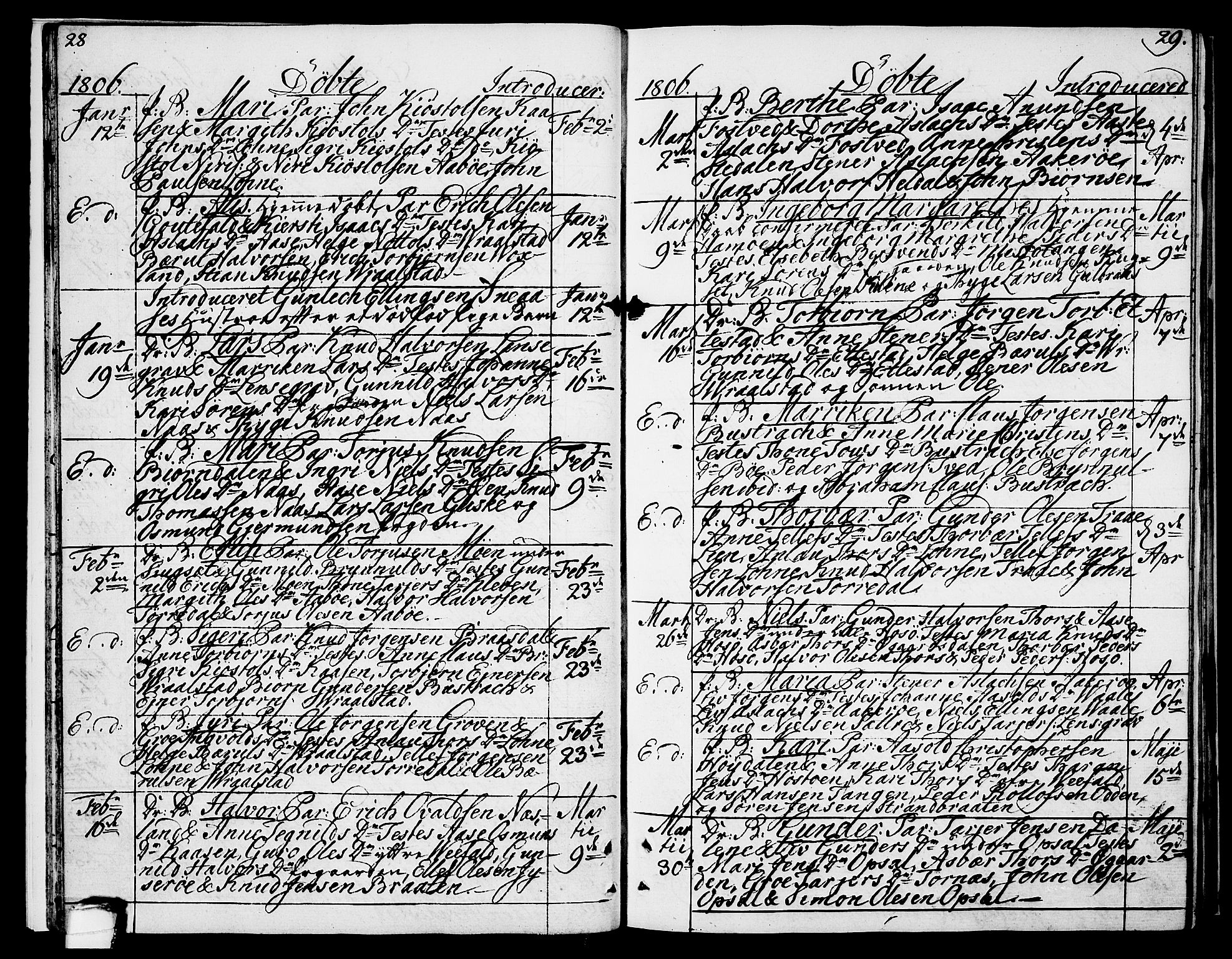 Drangedal kirkebøker, AV/SAKO-A-258/F/Fa/L0004: Parish register (official) no. 4, 1802-1814, p. 28-29