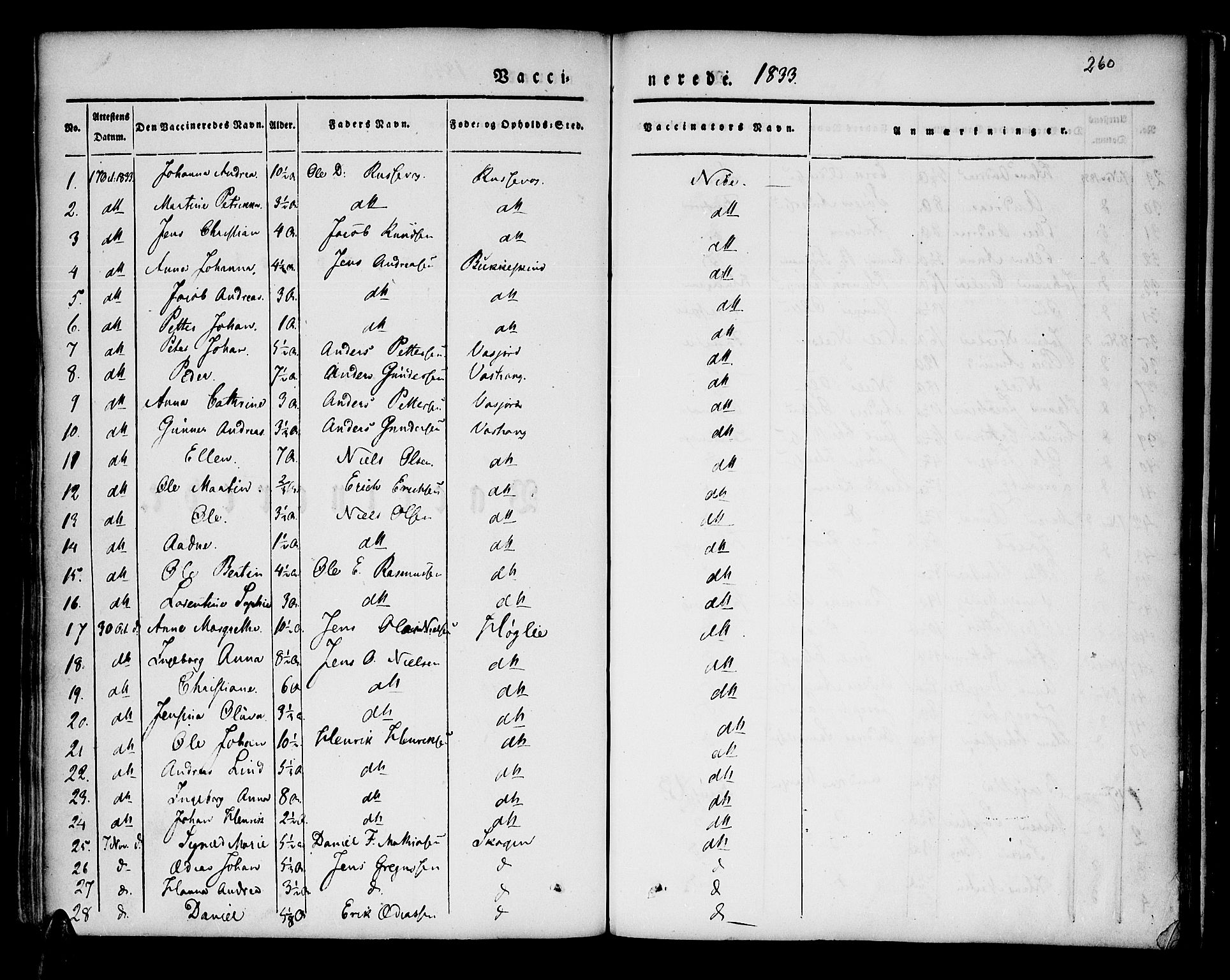 Lenvik sokneprestembete, SATØ/S-1310/H/Ha/Haa/L0004kirke: Parish register (official) no. 4, 1832-1844, p. 260