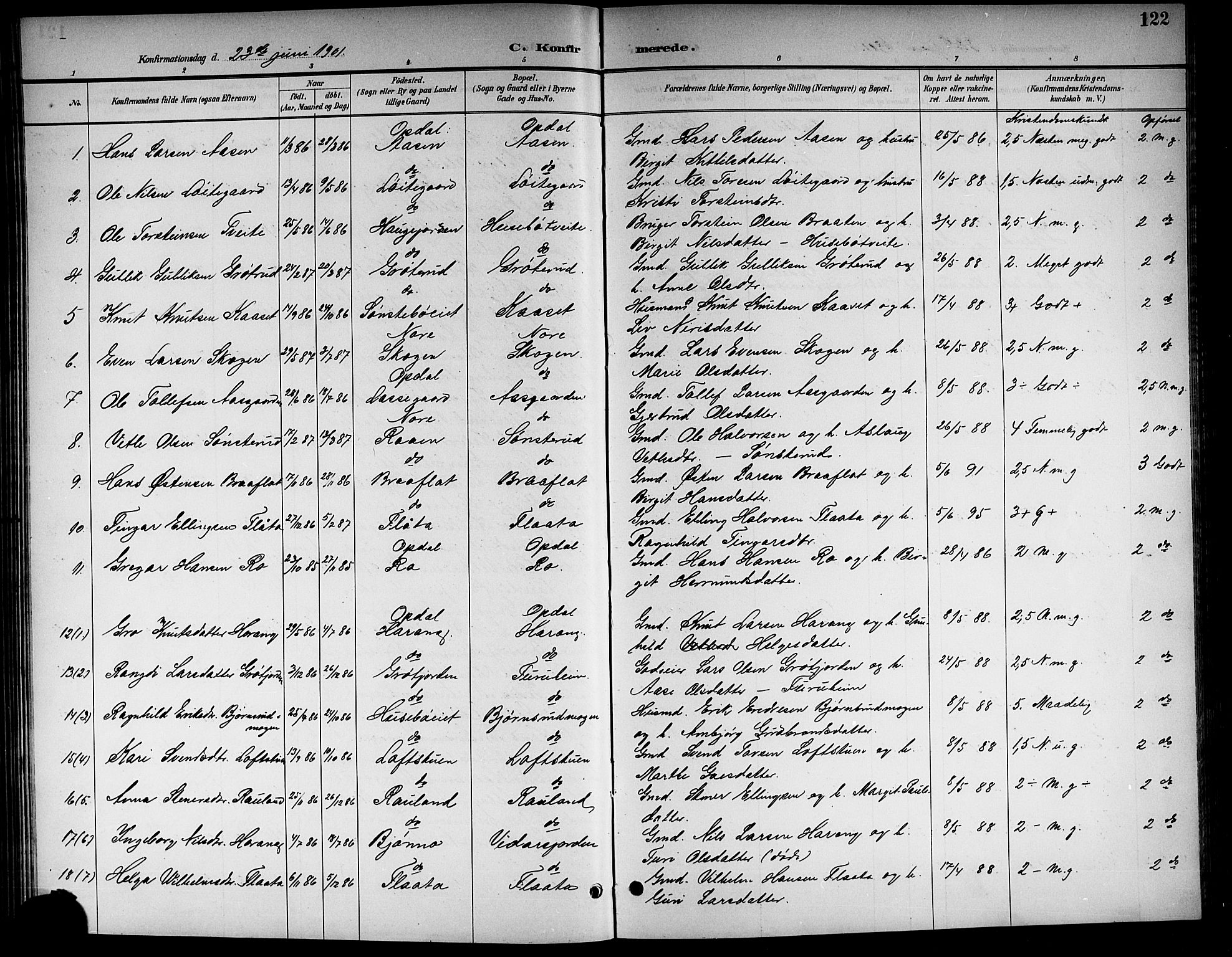 Nore kirkebøker, AV/SAKO-A-238/G/Gb/L0003: Parish register (copy) no. II 3, 1894-1923, p. 122
